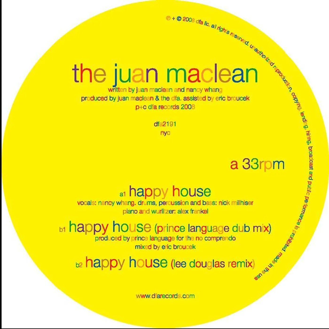 The Juan McLean Happy House Vinyl Record