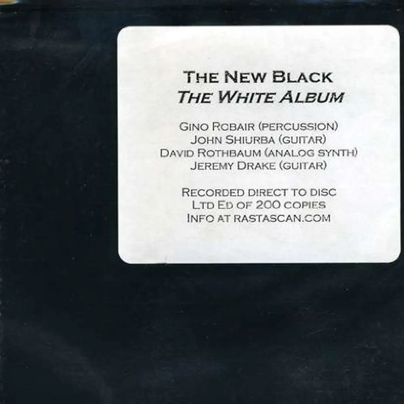 The New Black WHITE ALBUM Vinyl Record