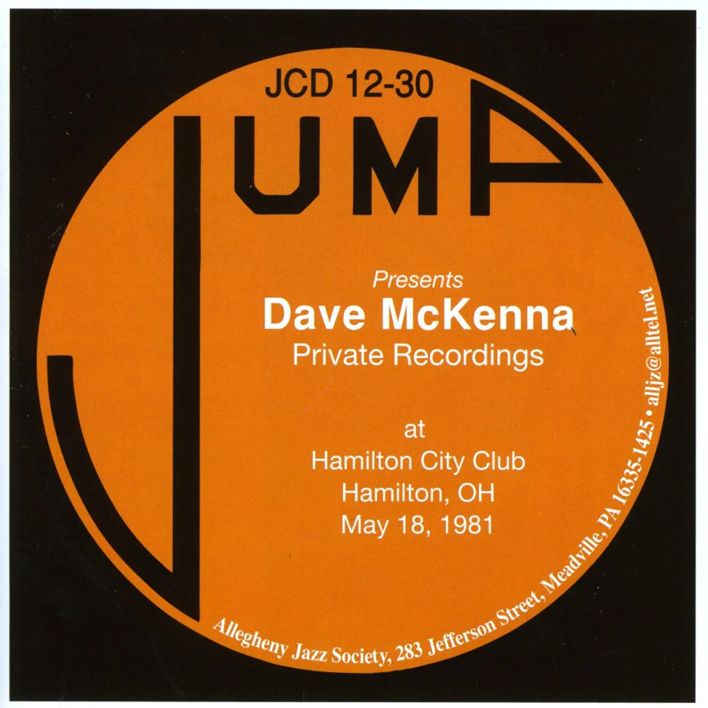 Dave McKenna MAY 18 1981 PRIVATE SOLO RECORDINGS CD