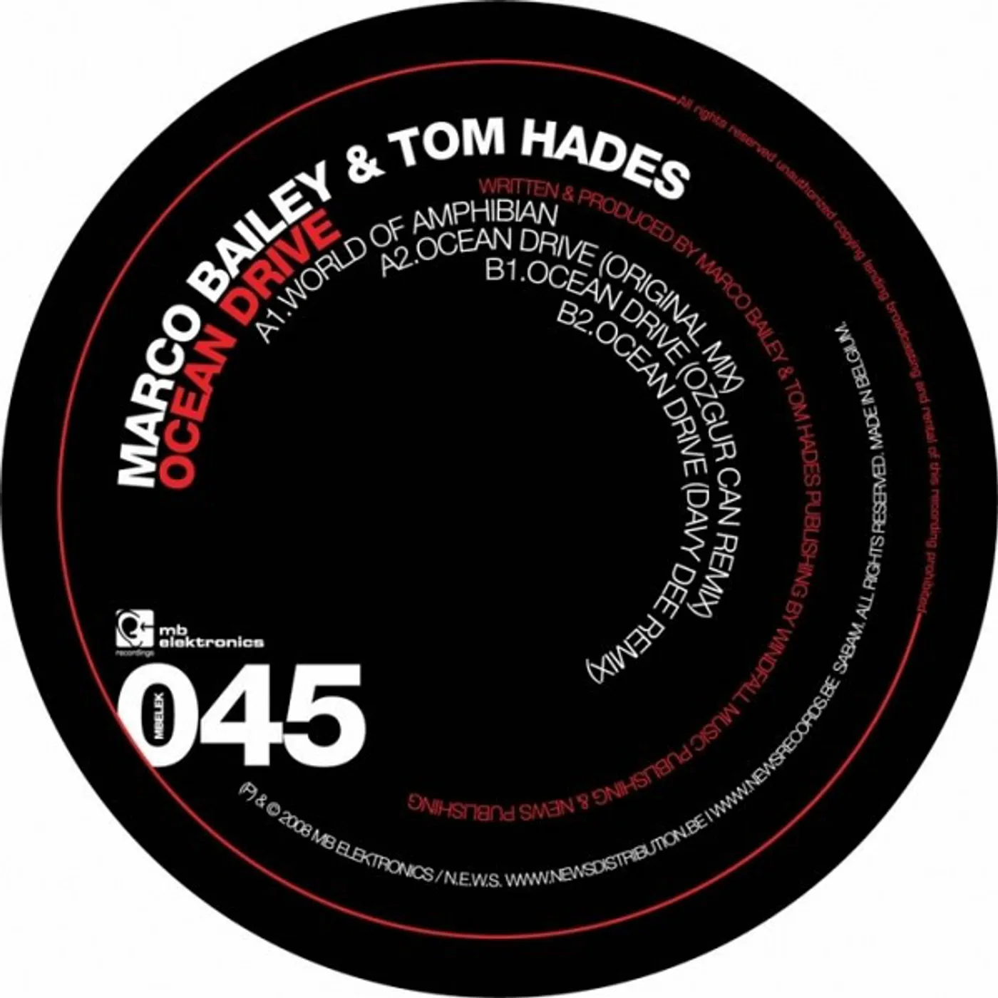Marco Bailey & Tom Hades Ocean Drive Vinyl Record