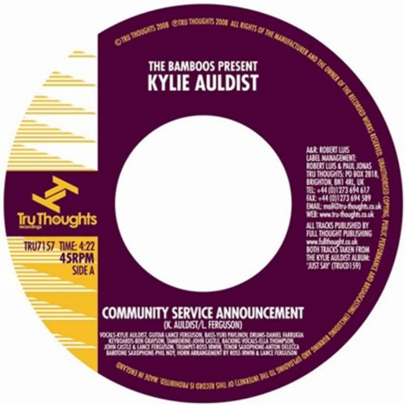 Kylie Auldist COMMUNITY SERVICE ANNOUNCEMENT Vinyl Record