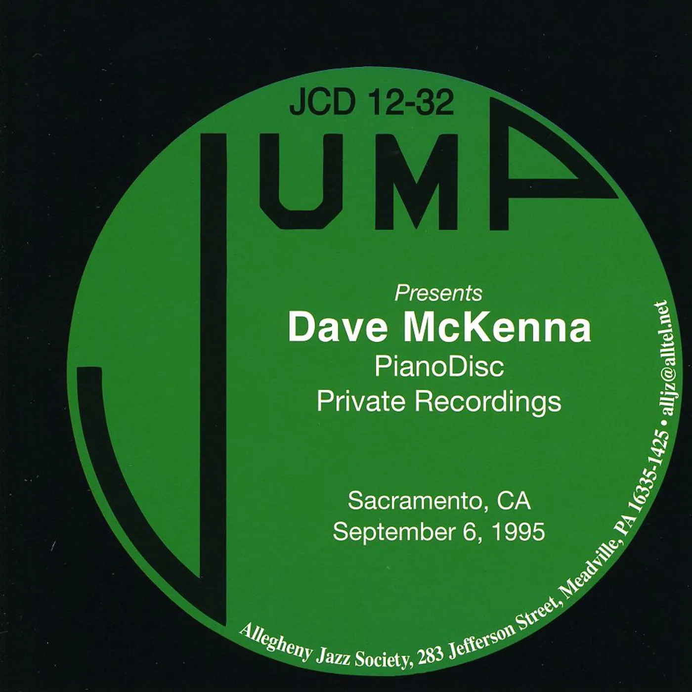 Dave McKenna PIANODISC PRIVATE RECORDINGS CD