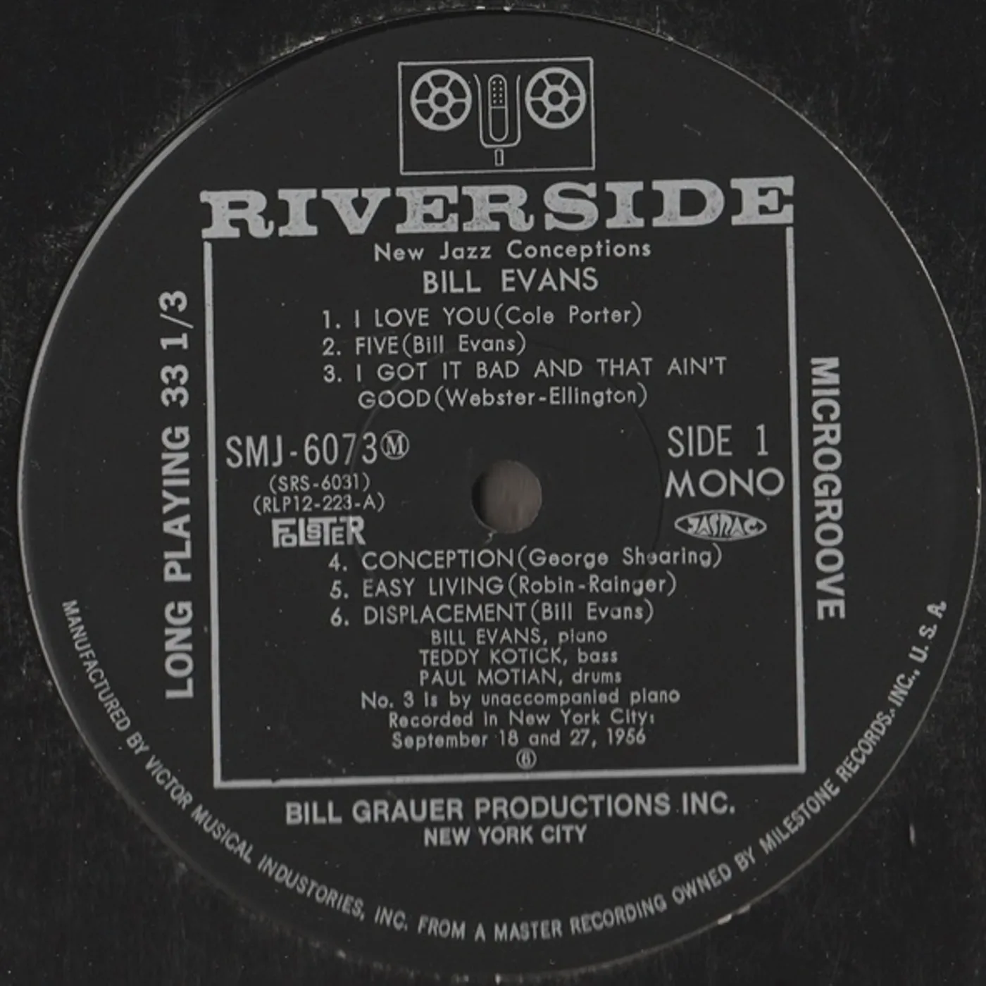 Bill Evans New Jazz Conceptions Vinyl Record