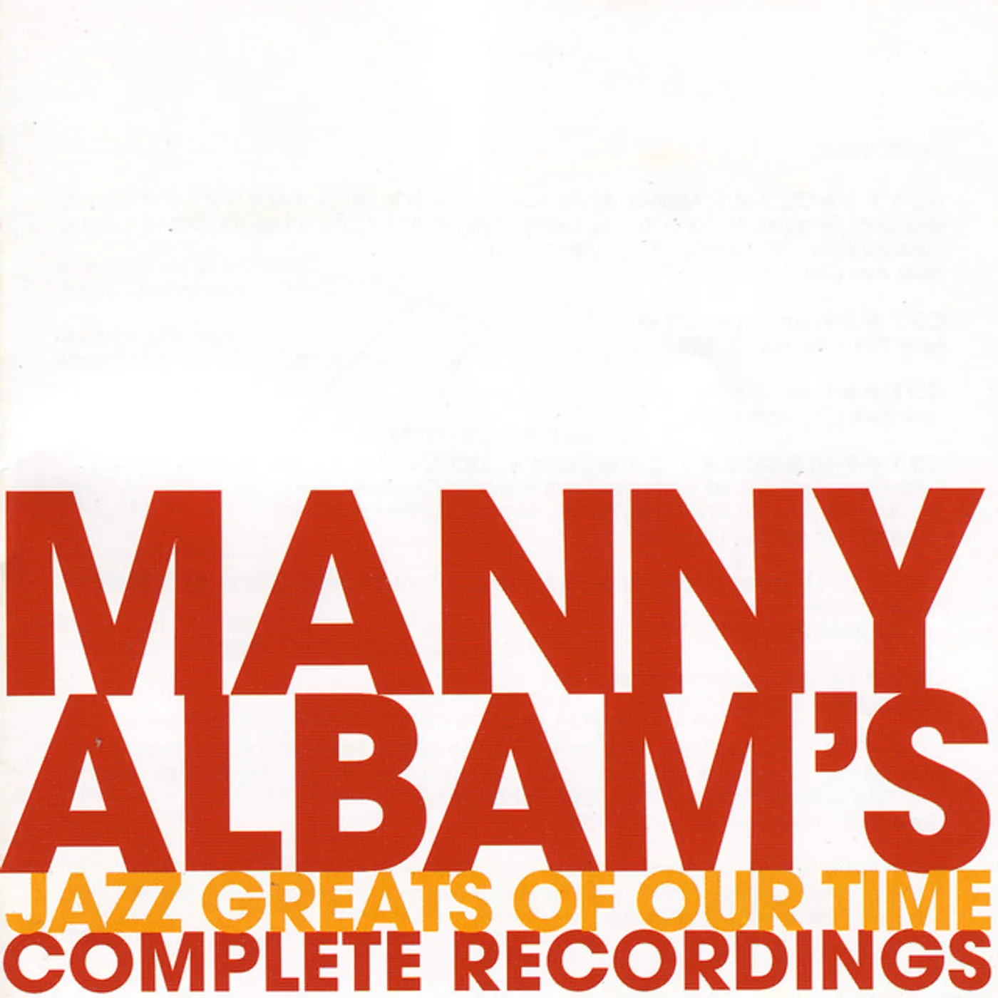 Manny Albam JAZZ GREATS OF OUR TIME 1 Vinyl Record