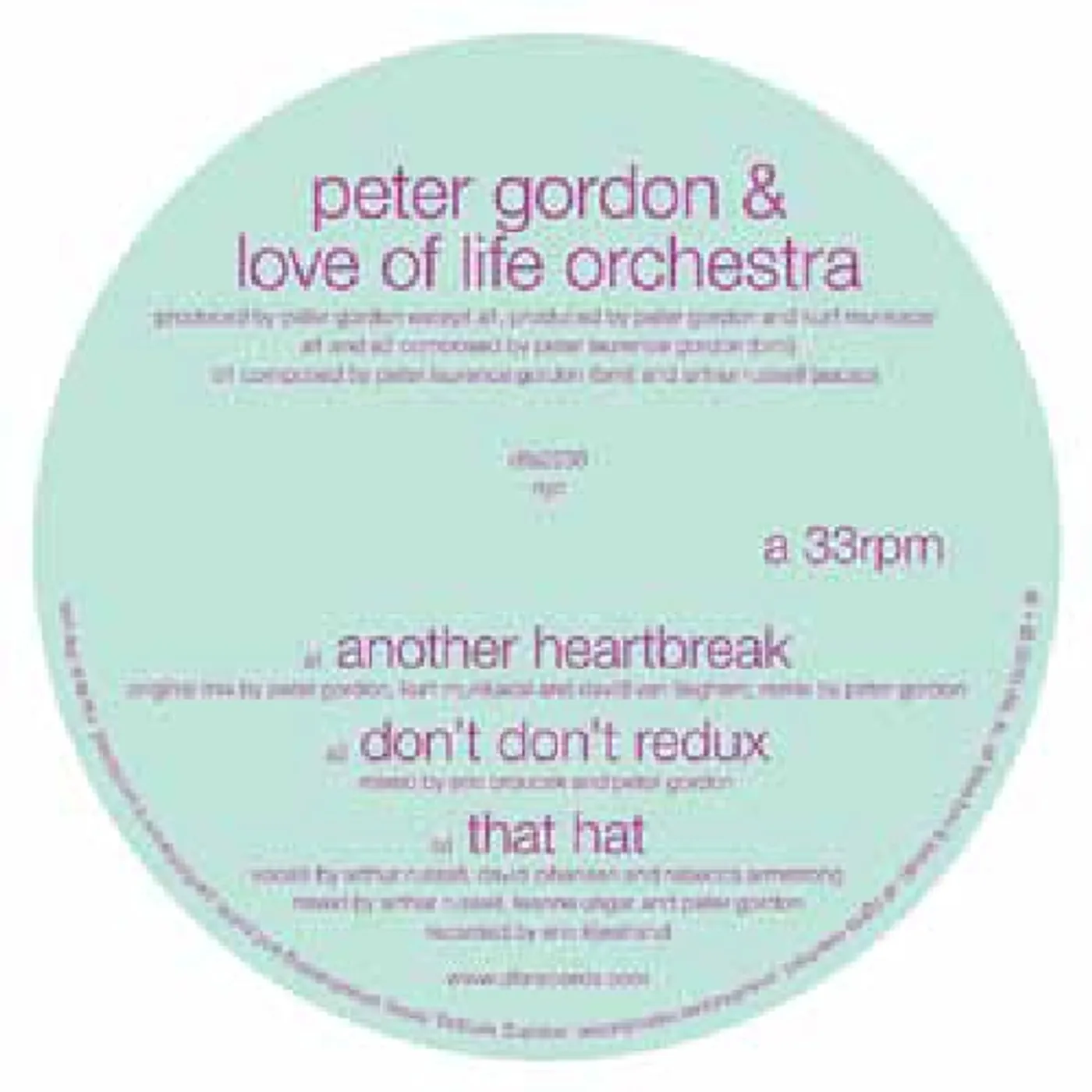 Peter Gordon & Love of Life Orchestra ANOTHER HEARTBREAK Vinyl Record