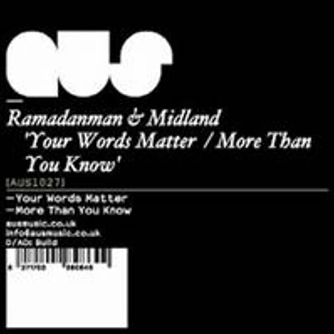 Ramadanman & Midland Your Words Matter / More Than You Know Vinyl Record