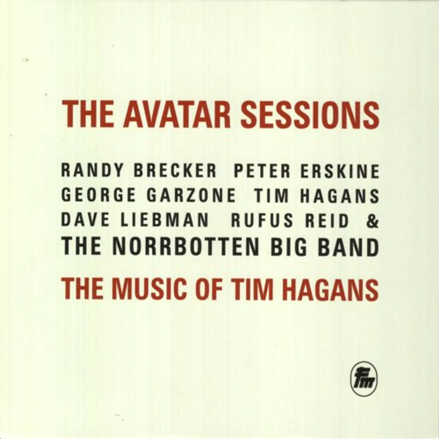 Norrbotten Big Band AVATAR SESSIONS: MUSIC OF TIM HAGANS CD
