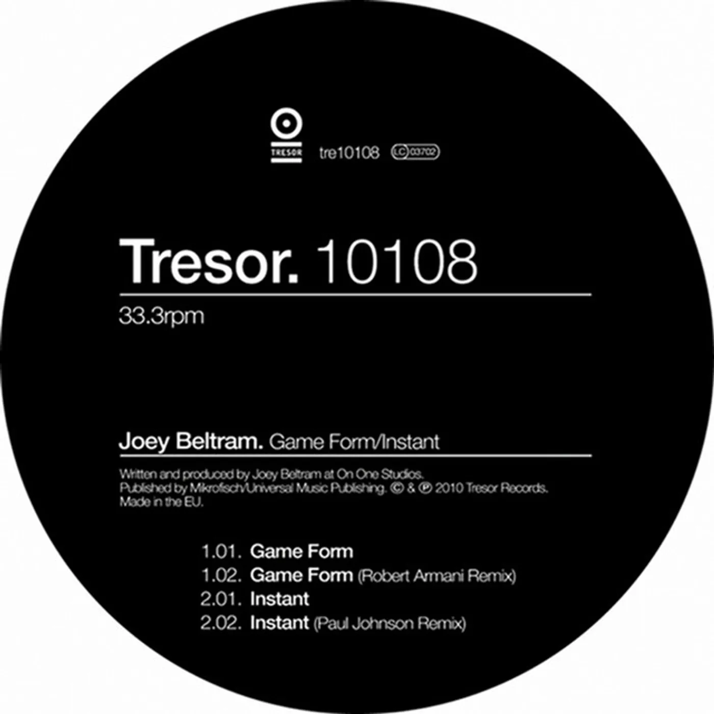 Joey Beltram Game Form / Instant Vinyl Record