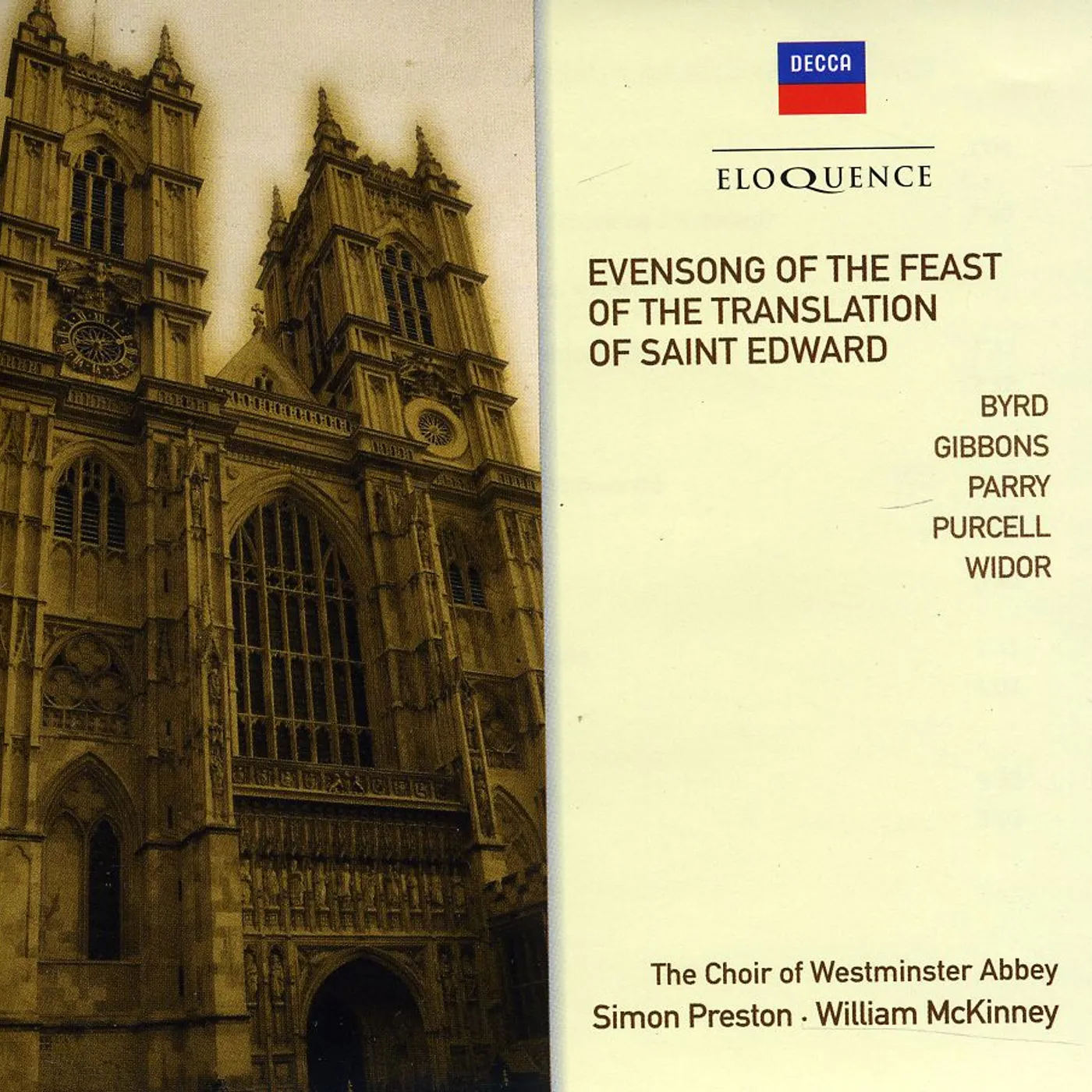 The Choir Of Westminster Abbey EVENSONG FOR THE FEAST OF THE TRANSLATION OF SAINT CD