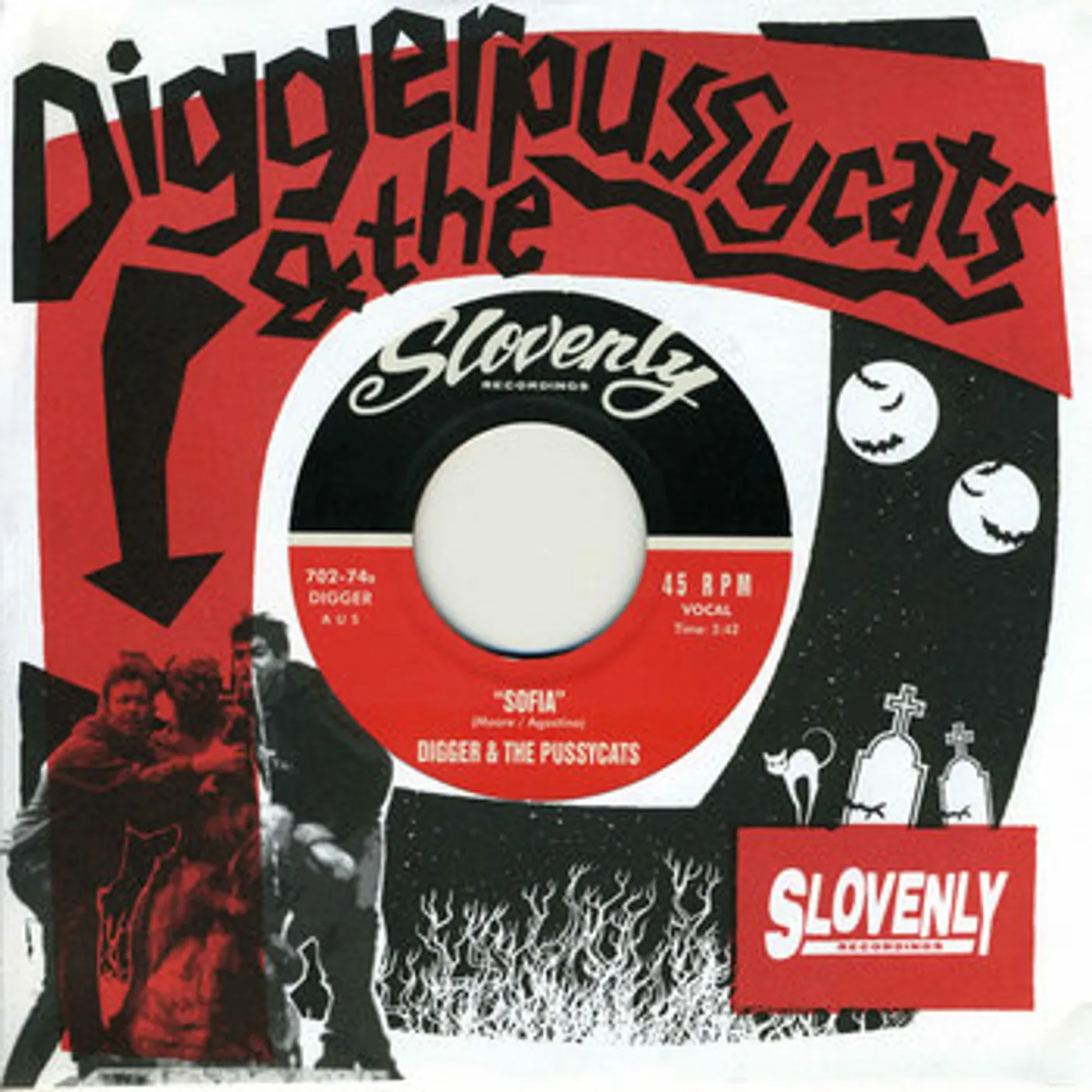 Digger and the Pussycats NIGHT OF TWO MOONS / SOFIA Vinyl Record