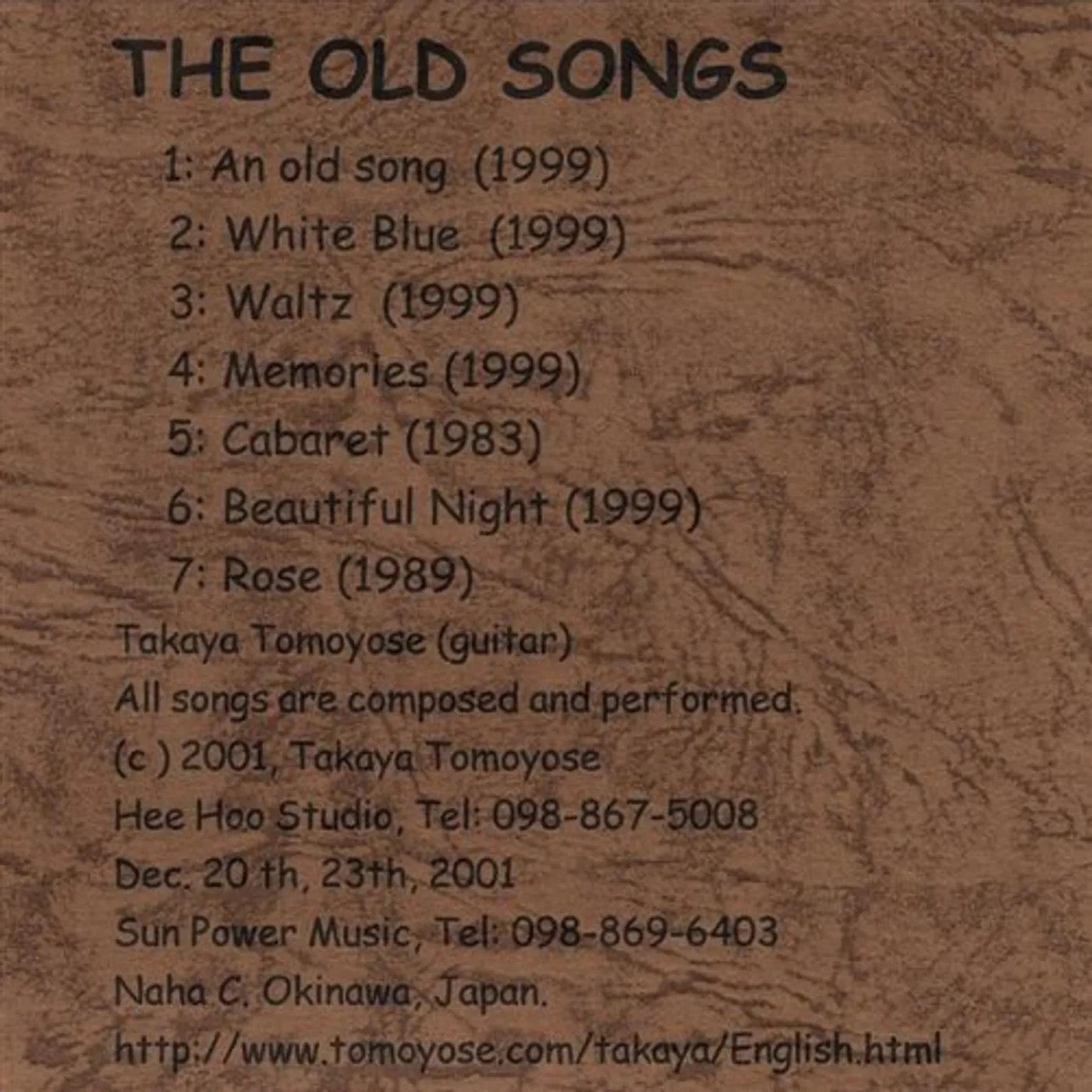 Takaya Tomoyose OLD SONGS:2002 CD