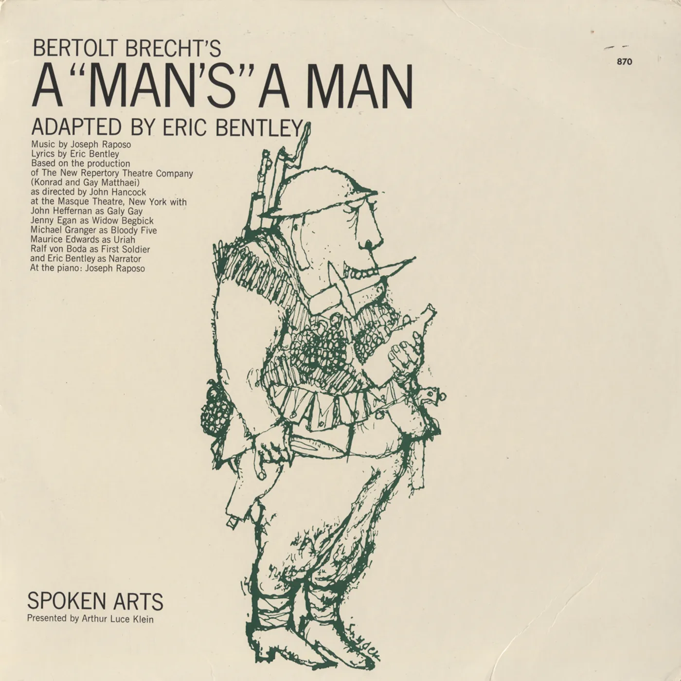 Eric Bentley A MAN'S A MAN BY BERTOLT BRECHT CD