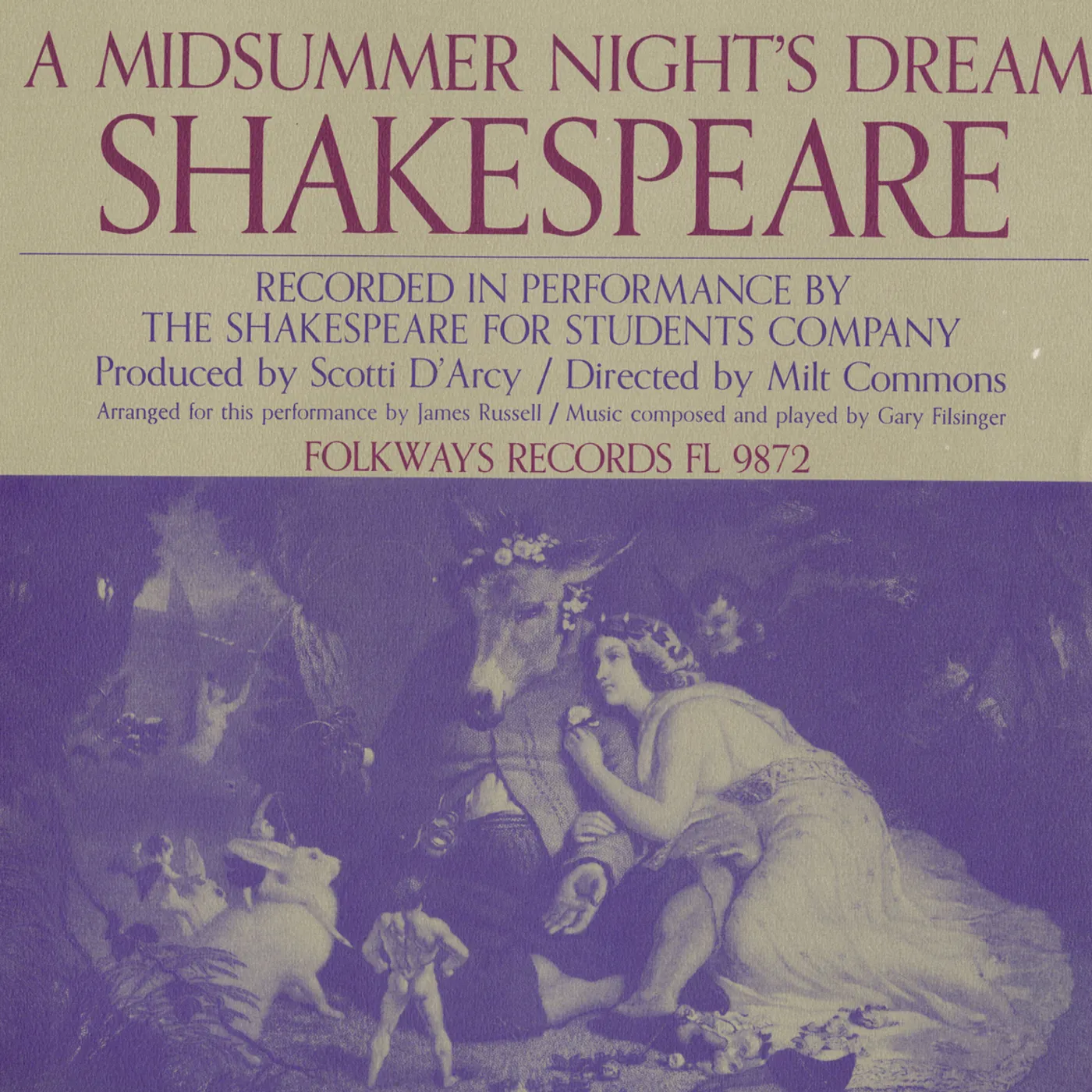 Shakespeare for Students Company WILLIAM SHAKESPEARE: A MIDSUMMER NIGHT'S DREAM CD