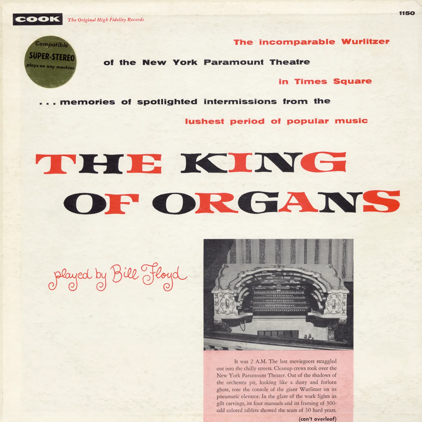Bill Floyd THE KING OF ORGANS CD