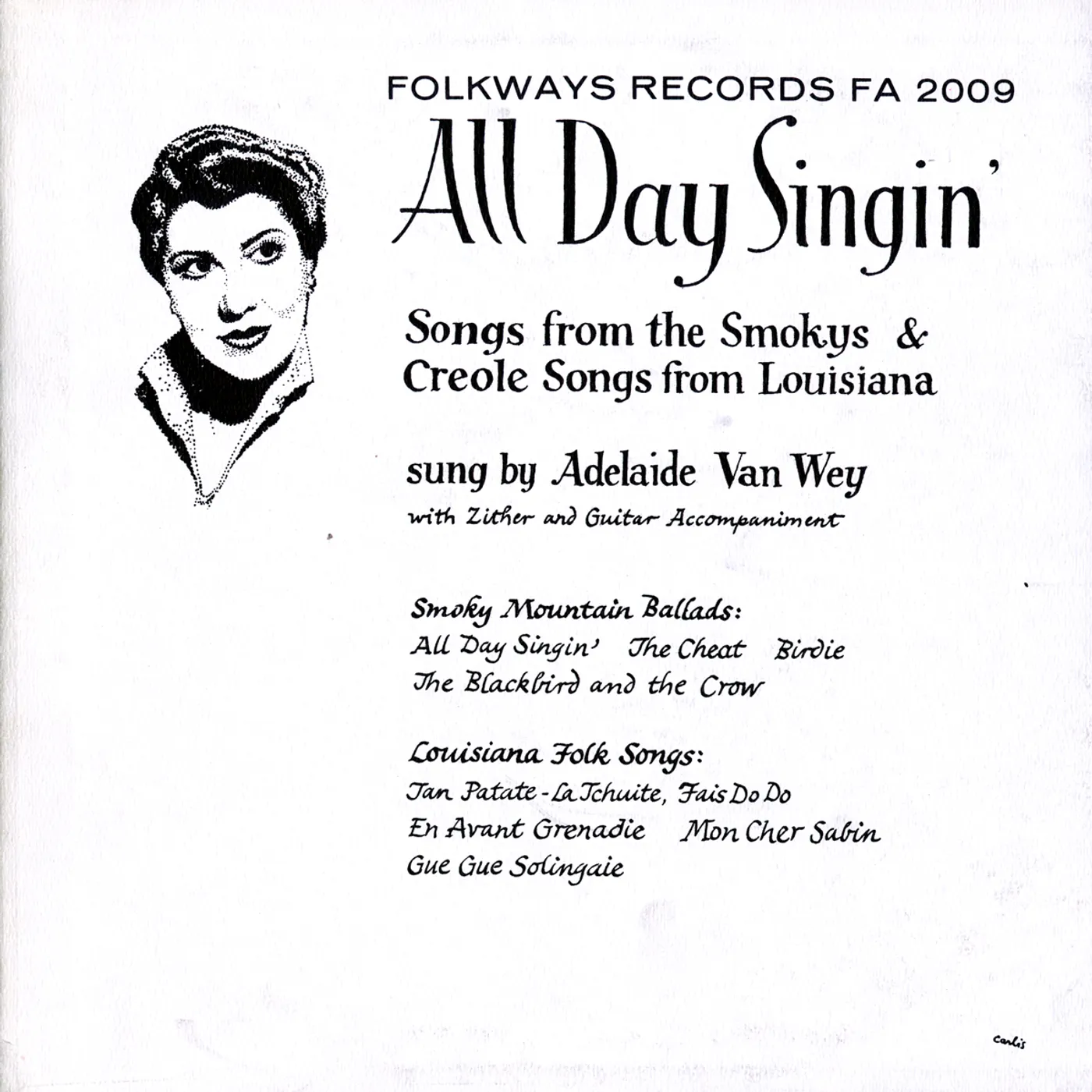 Adelaide Van Wey ALL DAY SINGIN: LOUISIANA SMOKY MOUNTAIN BALLADS CD