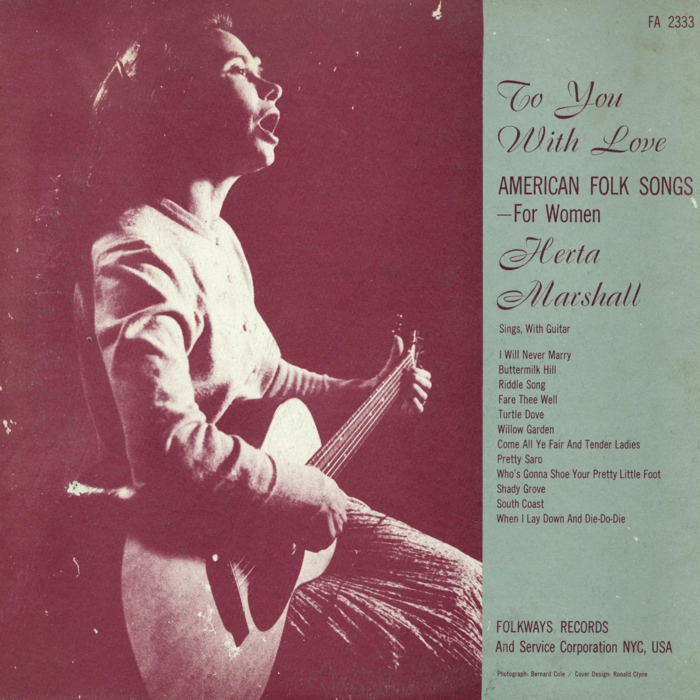Herta Marshall TO YOU WITH LOVE: AMERICAN FOLK SONGS FOR WOMEN CD