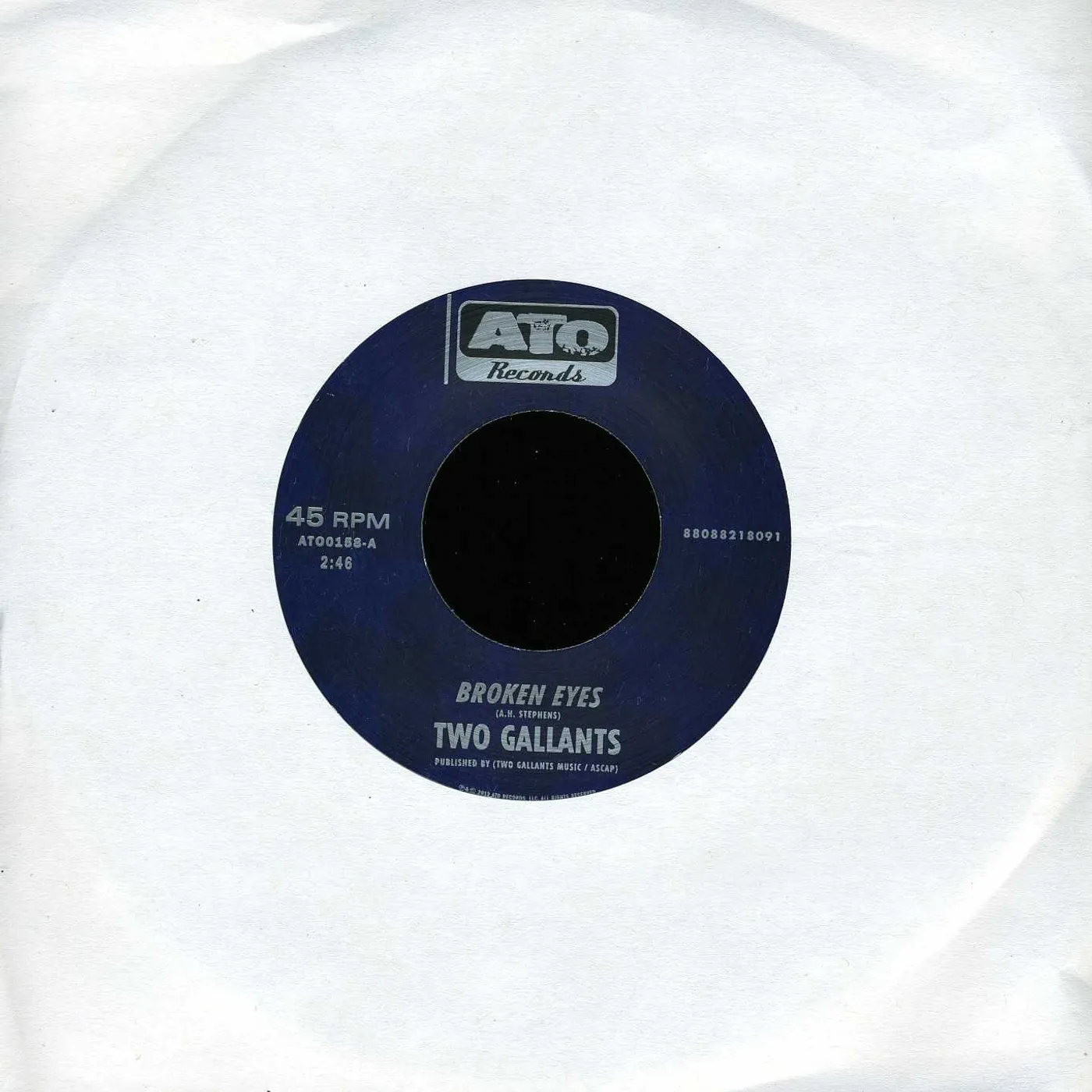 Two Gallants BROKEN EYES B/W DYIN CRAPSHOOTERS BLUES Vinyl Record