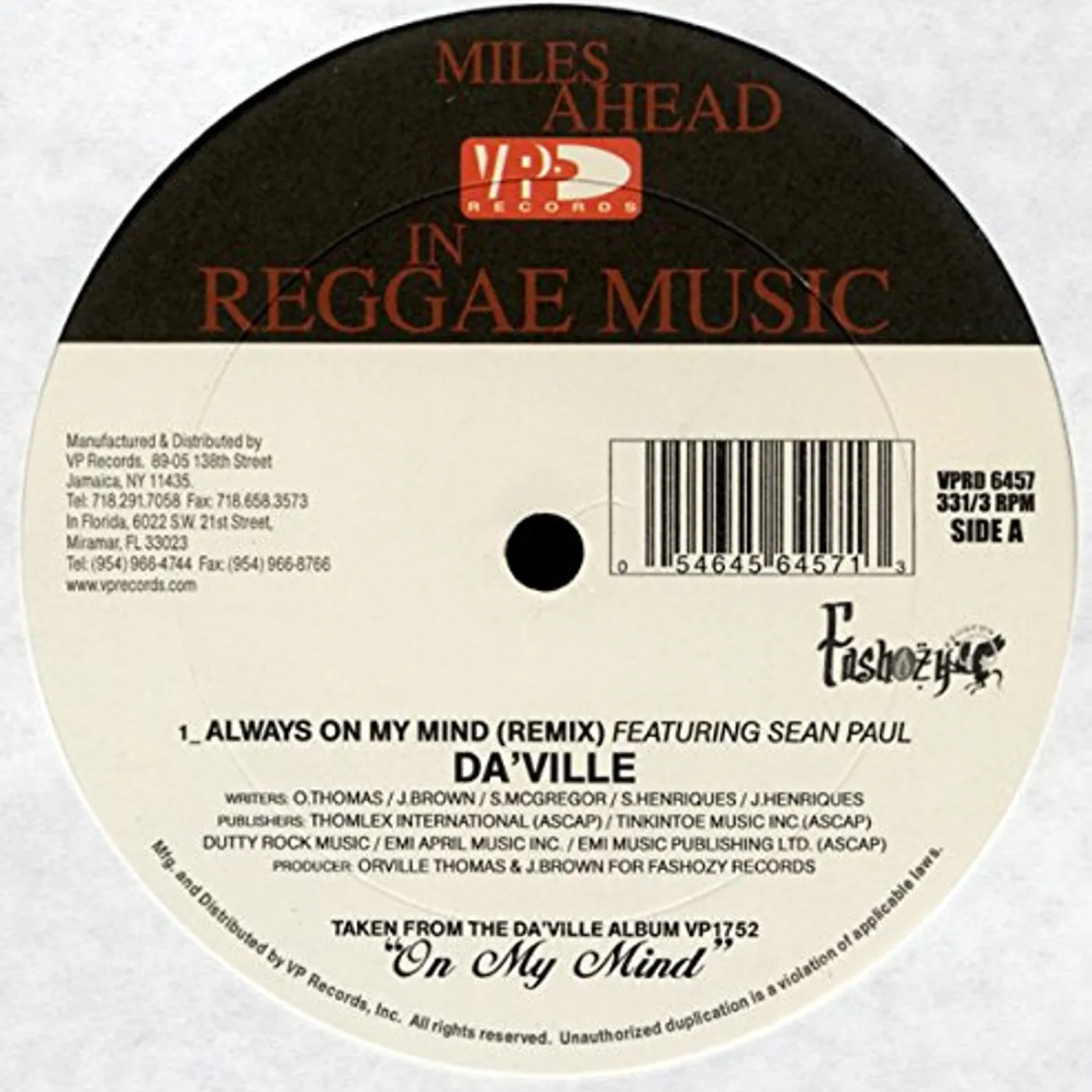 Da'ville ON MY MIND (RX) S PAUL Vinyl Record