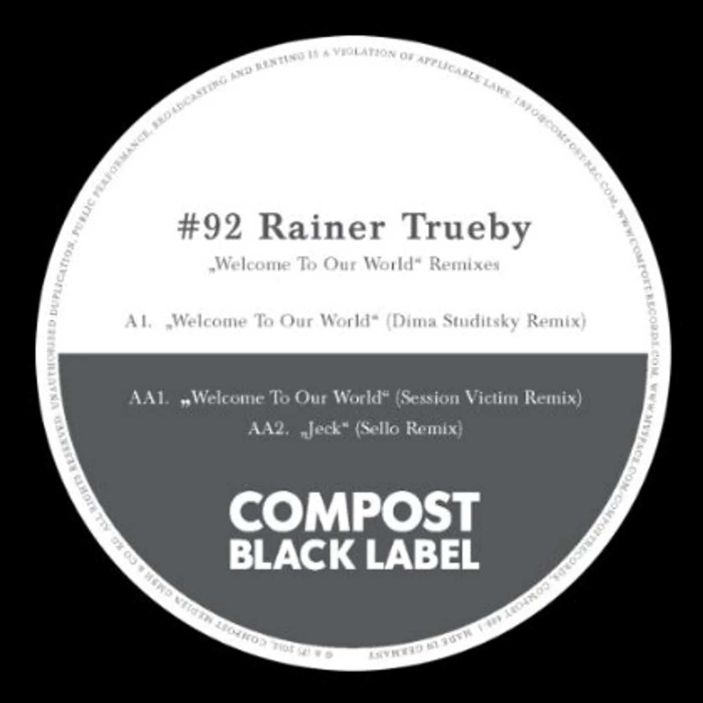 Rainer Trueby COMPOST BLACK LABEL 92 Vinyl Record