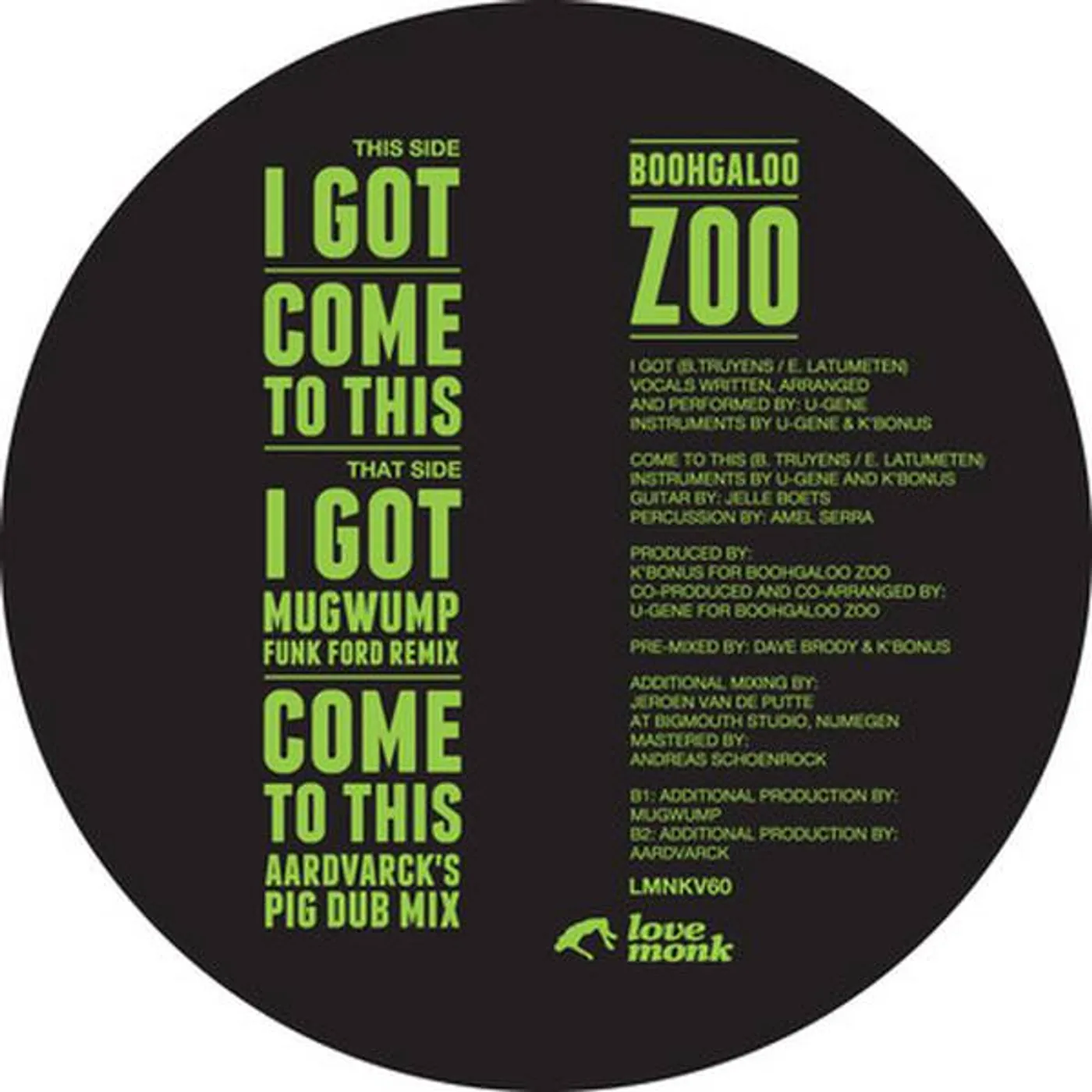 Boohgaloo Zoo I GOT / MUGWUMP & AARDVARCK REMIXES Vinyl Record