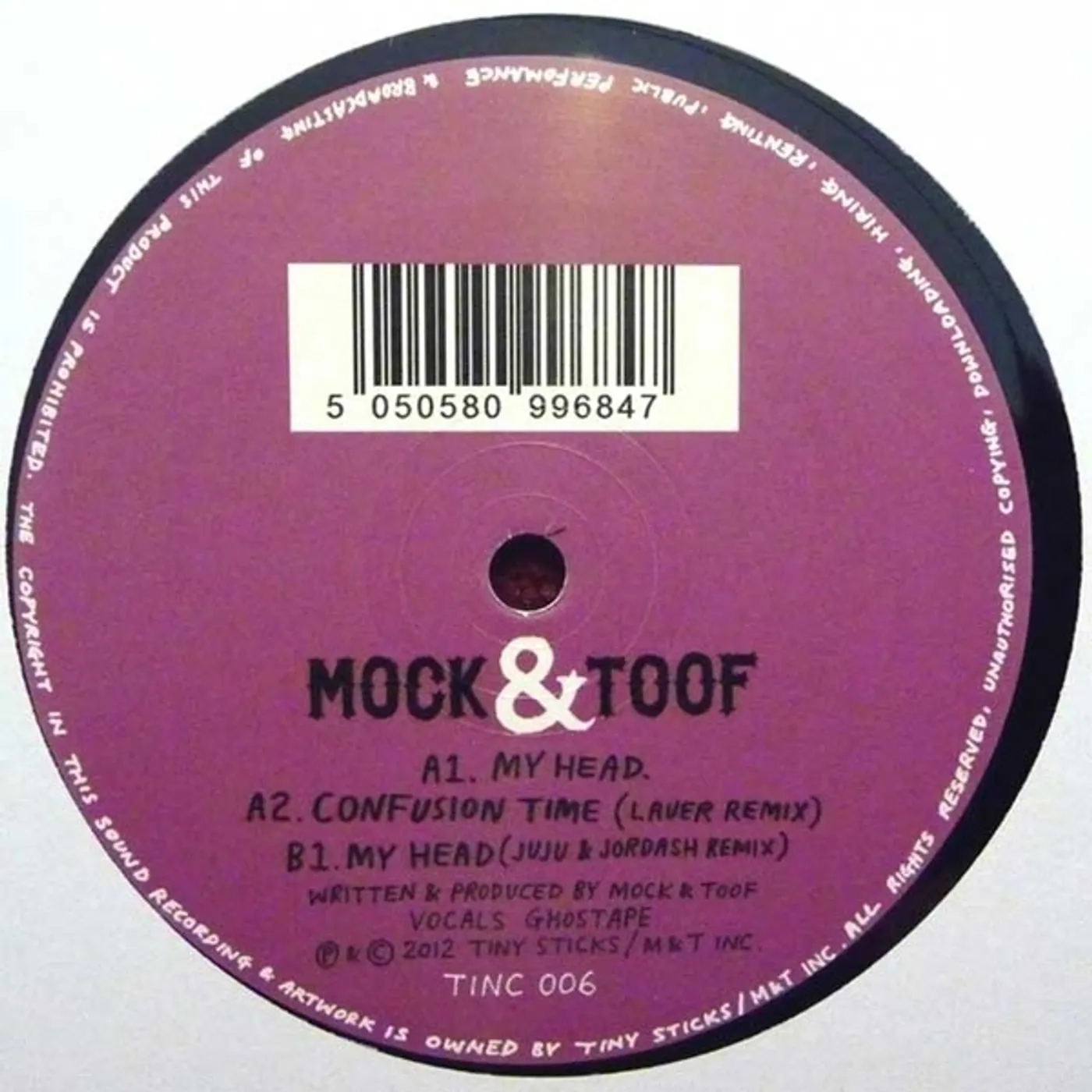 Mock & Toof MY HEAD Vinyl Record