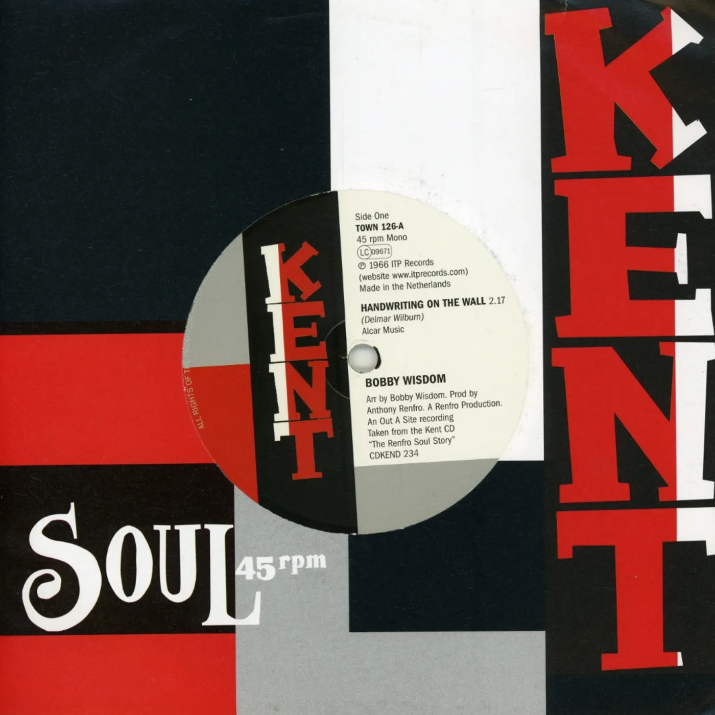 Bobby Wisdom / Morris Chestnut HANDWRITING ON THE WALL / TOO DARN SOULFUL Vinyl Record