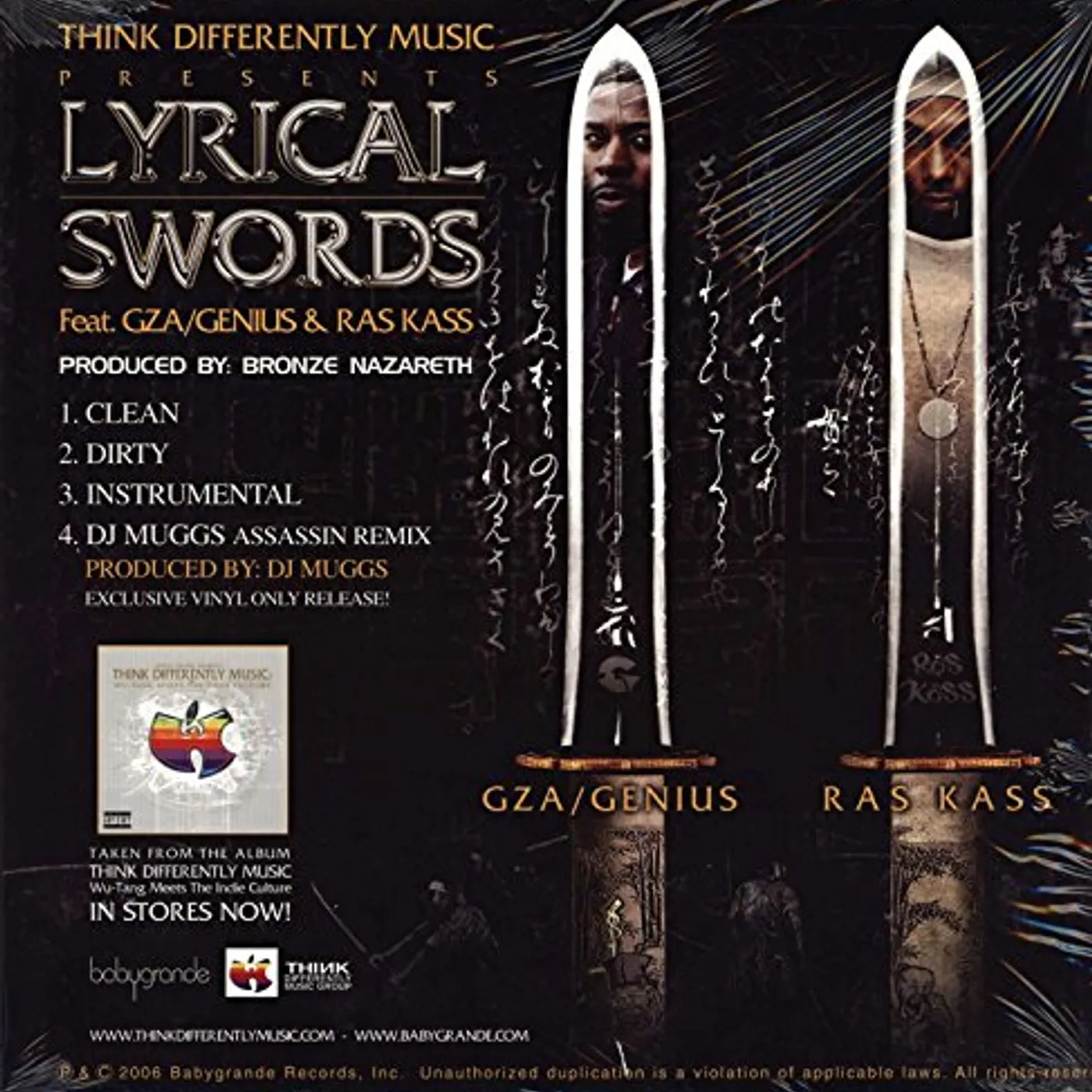 GZA & Ras Kass LYRICAL SWORDS / THINK DIFFERENTLY Vinyl Record