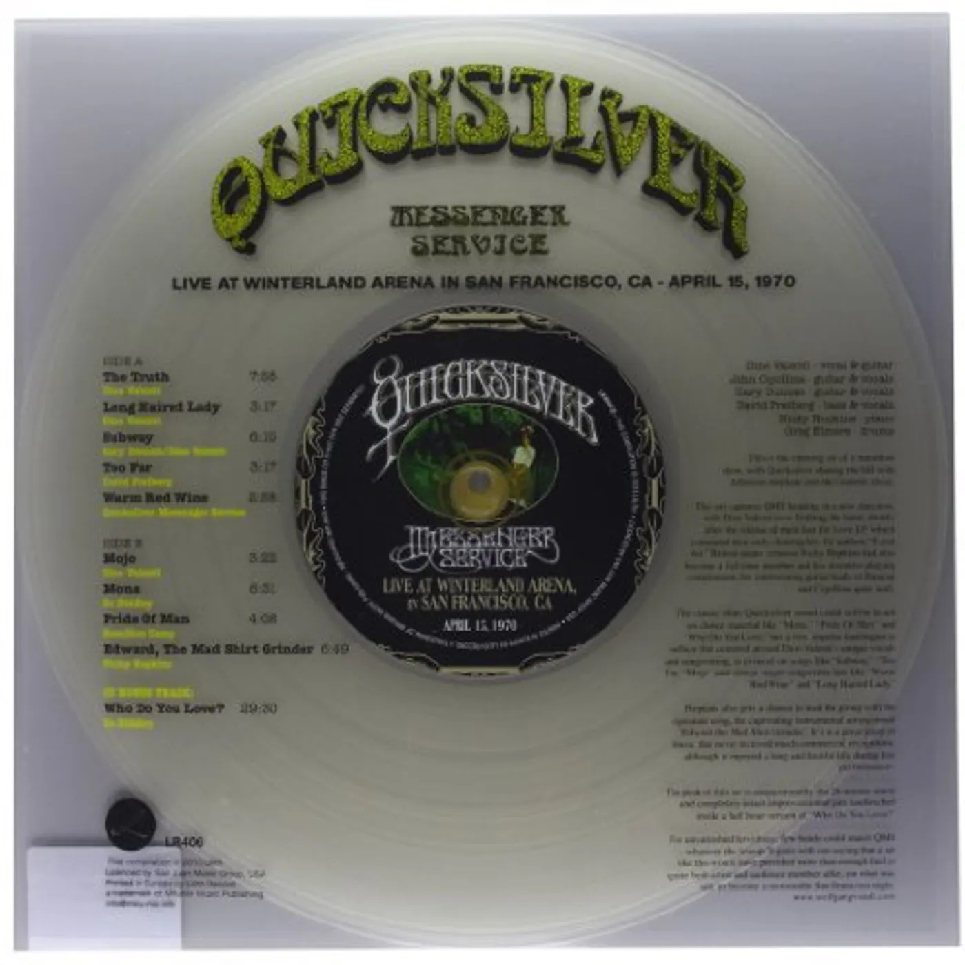 Quicksilver Messenger Service LIVE AT WINTERLAND ARENA Vinyl Record