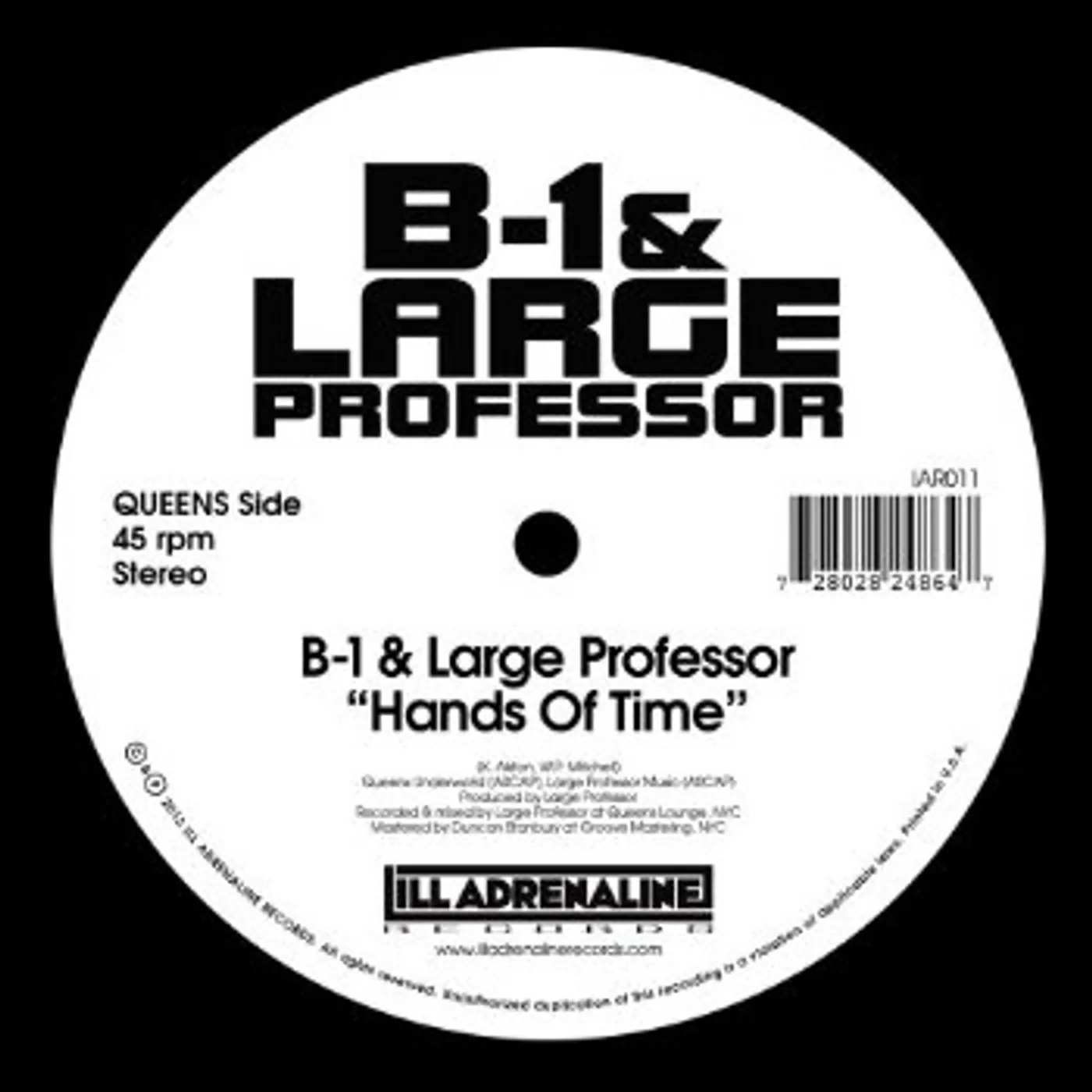 B-1 & Large Professor / O.C. & The Beatminerz HANDS OF TIME B/W SPITGAME Vinyl Record