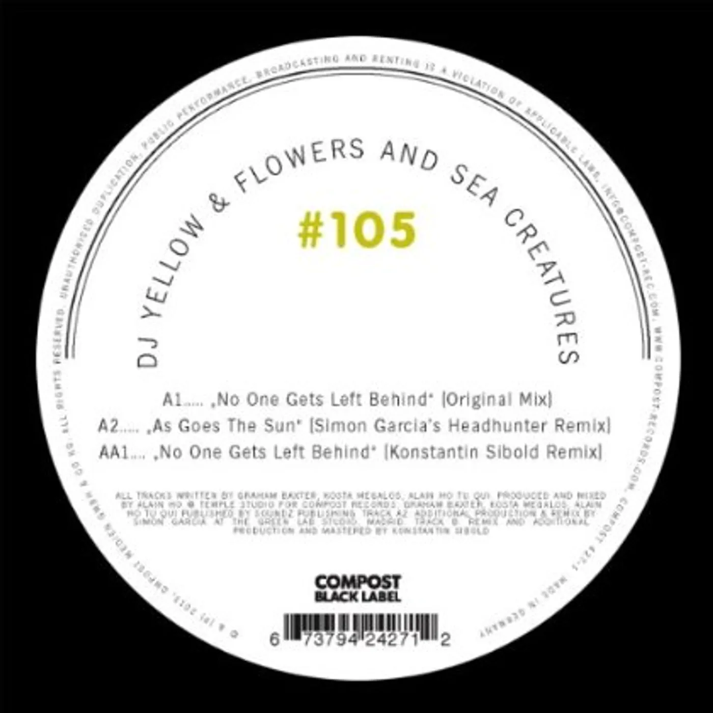 DJ Yellow & Flowers And Sea Creatures COMPOST BLACK LABEL 105 Vinyl Record