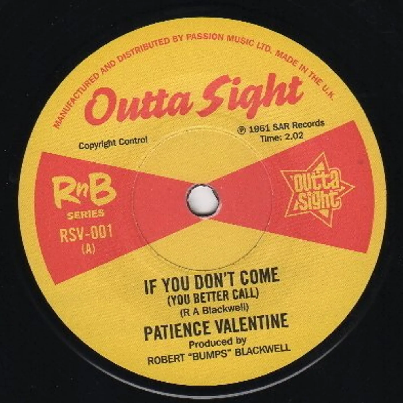 Patience Valentine/Barbara Dane IF YOU DON'T COME (YOU BETTER CALL)/I'M ON MY WAY Vinyl Record