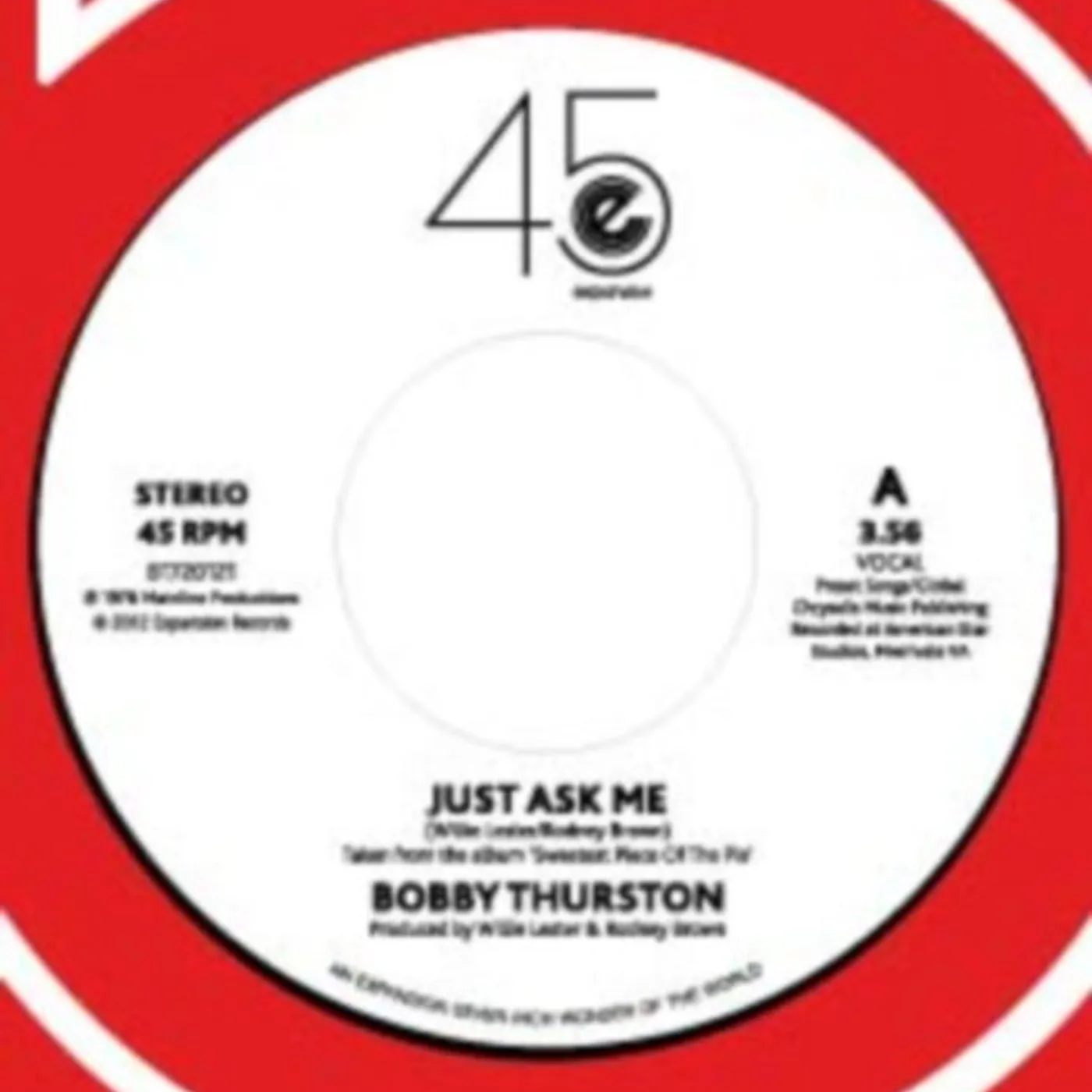 Bobby Thurston JUST ASK ME/FOOLISH MAN Vinyl Record