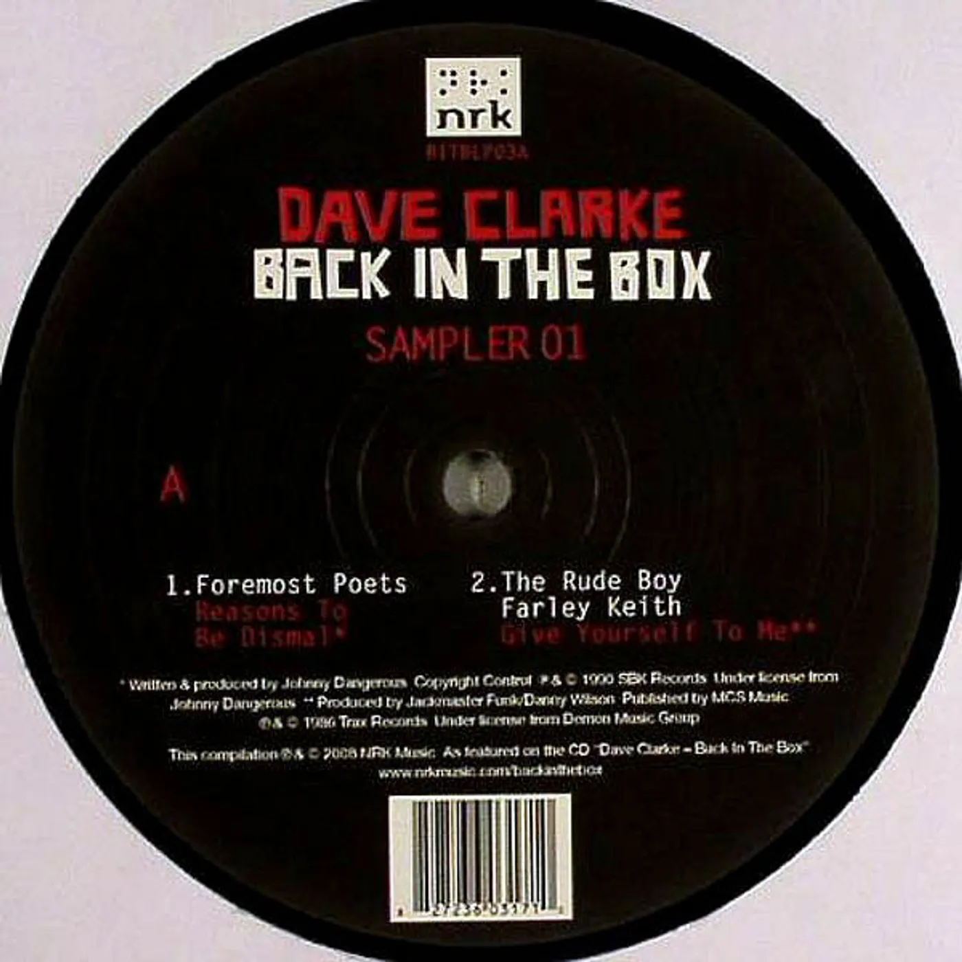 DAVE CLARKE-BACK IN THE BOX-12-SAMPLER 1 Vinyl Record