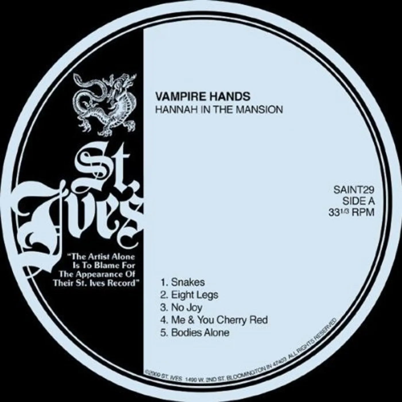 Vampire Hands Hannah In The Mansion Vinyl Record