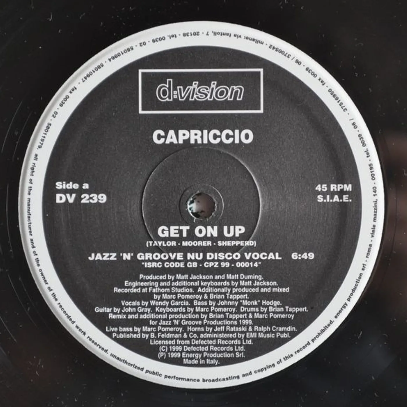 Capriccio GET ON UP Vinyl Record