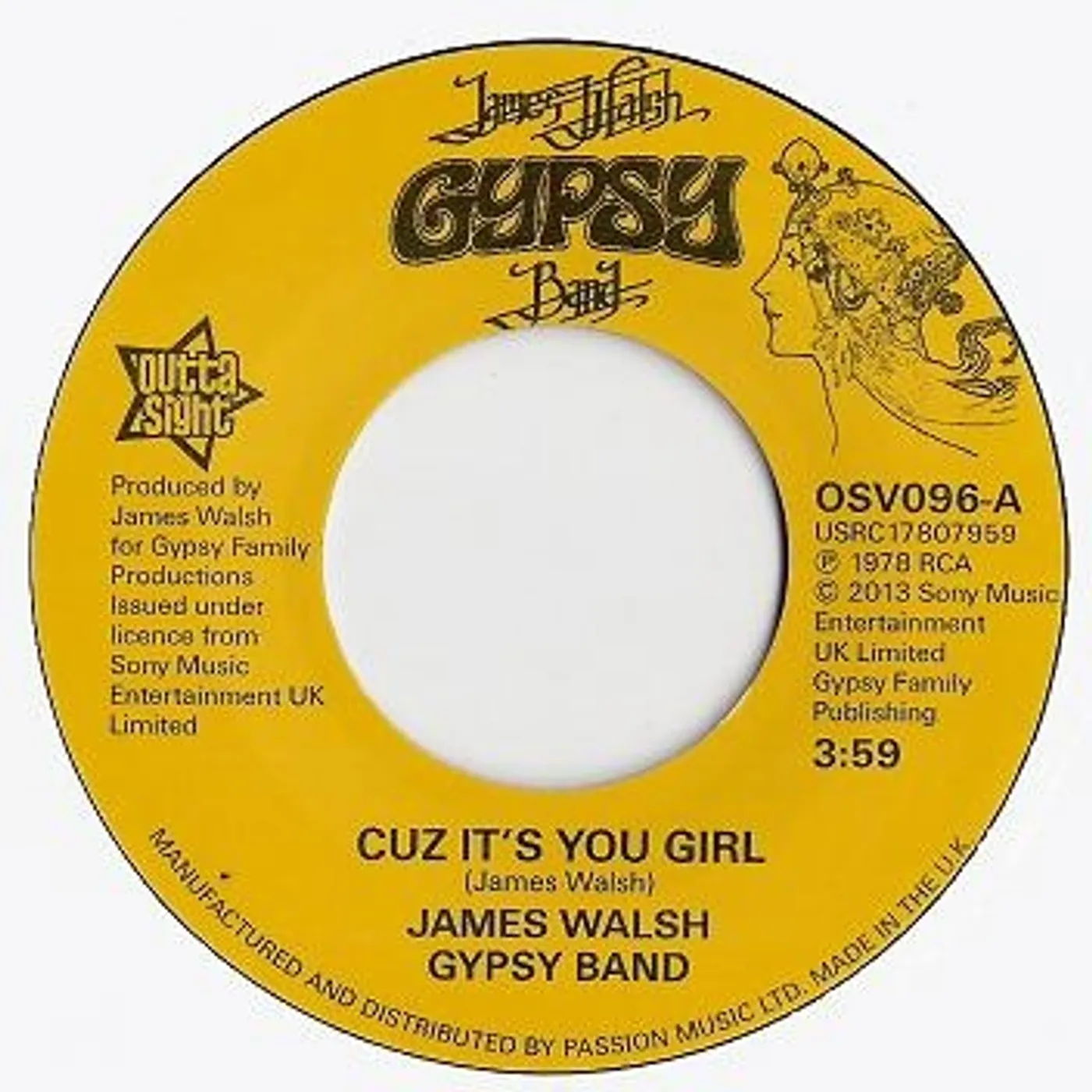 James Walsh Gypsy Band CUZ IT'S YOU GIRL/BRING YOURSELF AROUND Vinyl Record