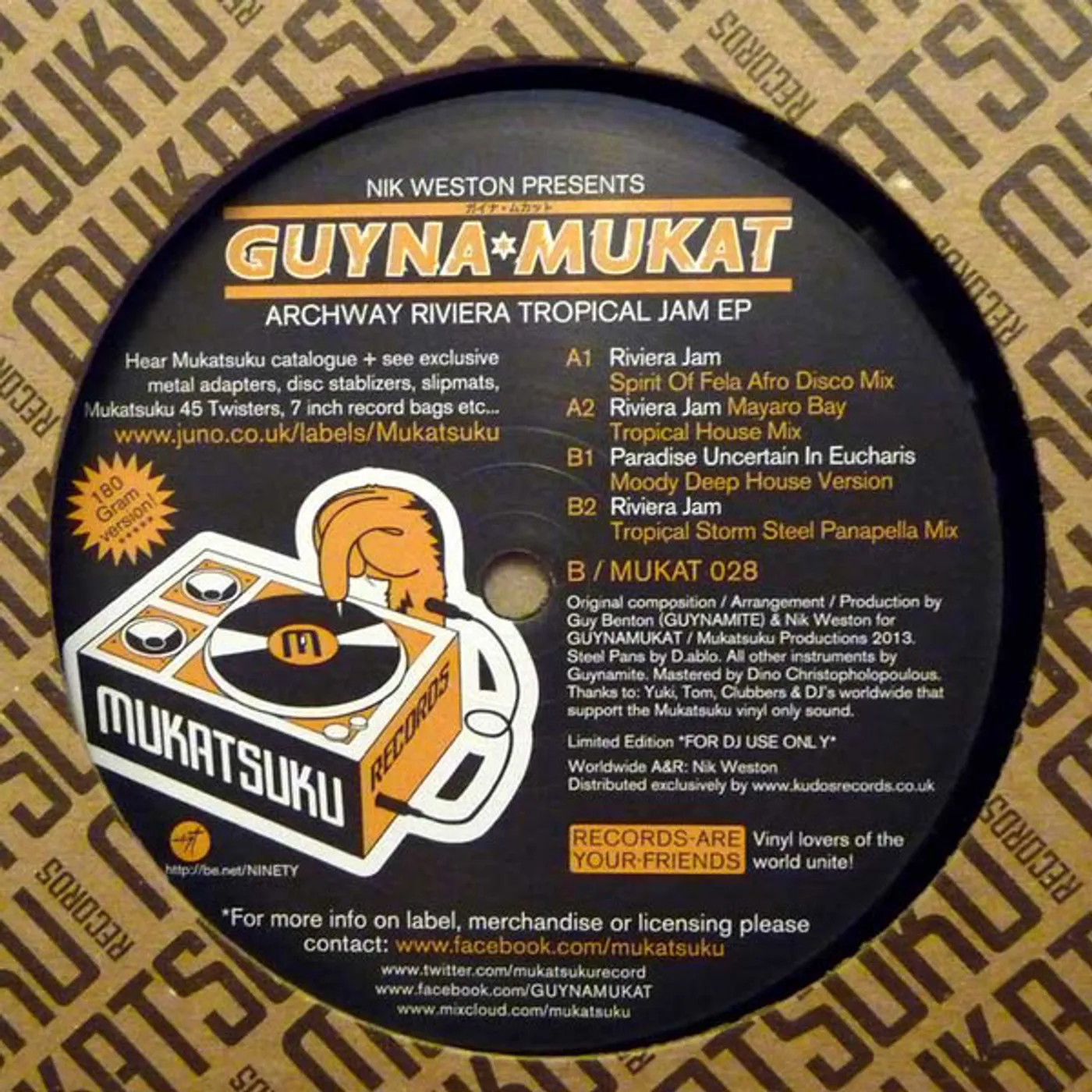 Nik Presents Guynamukat Weston ARCHWAY RIVIERA TROPICAL JAM EP Vinyl Record