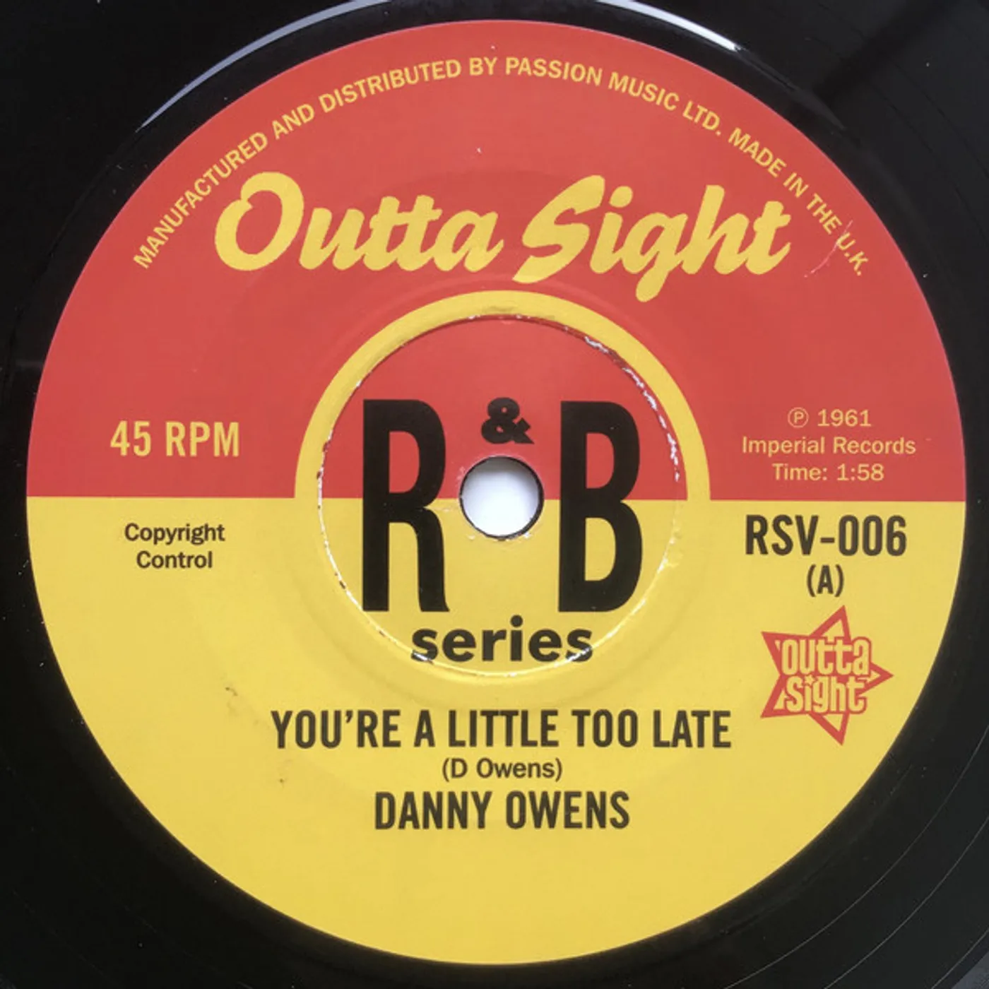 Danny/Benny Spellman Owens YOU'RE A LITTLE TOO LATE/AMMERETTE Vinyl Record