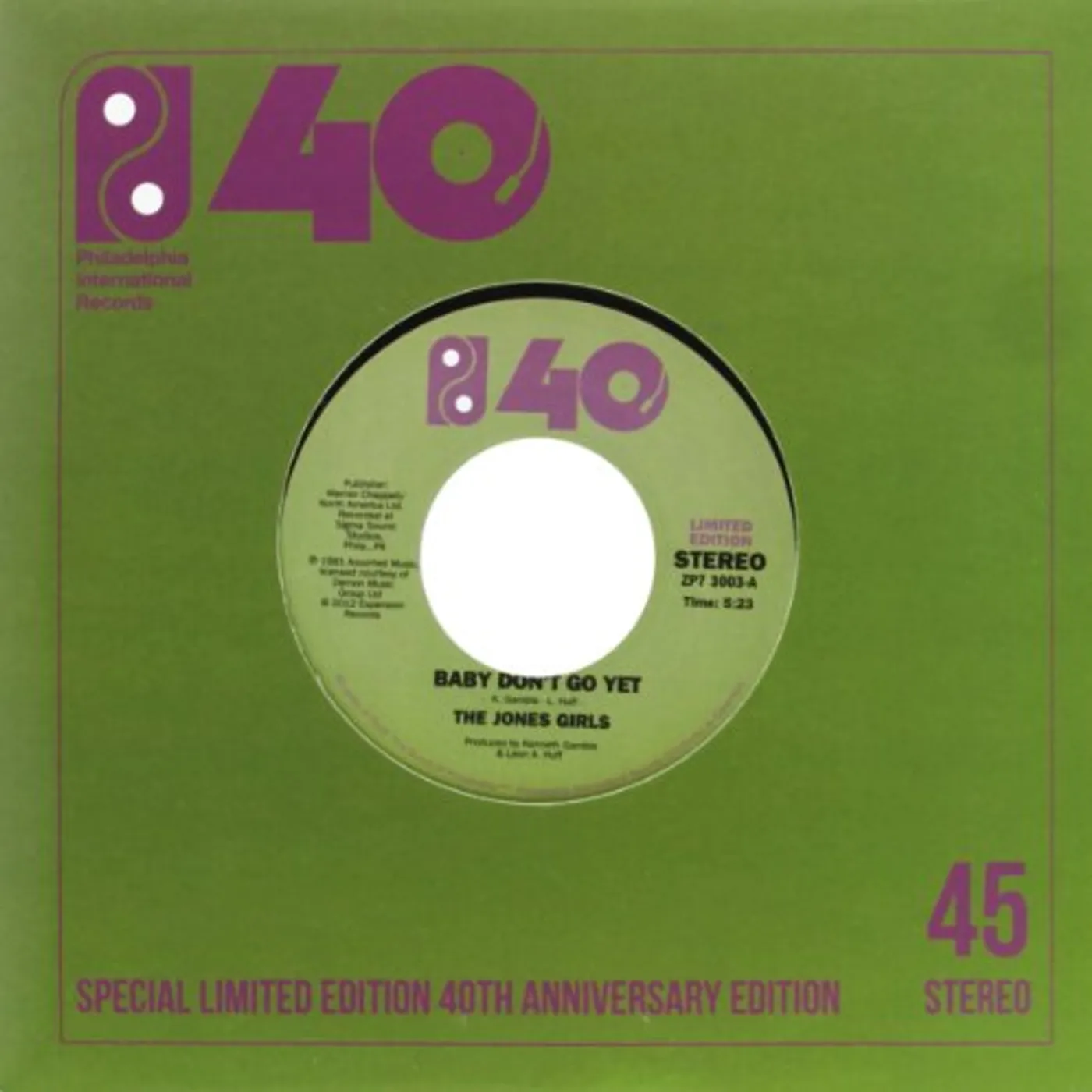 The Jones Girls BABY DON'T GO YET/THIS FEELING'S KILLING ME Vinyl Record