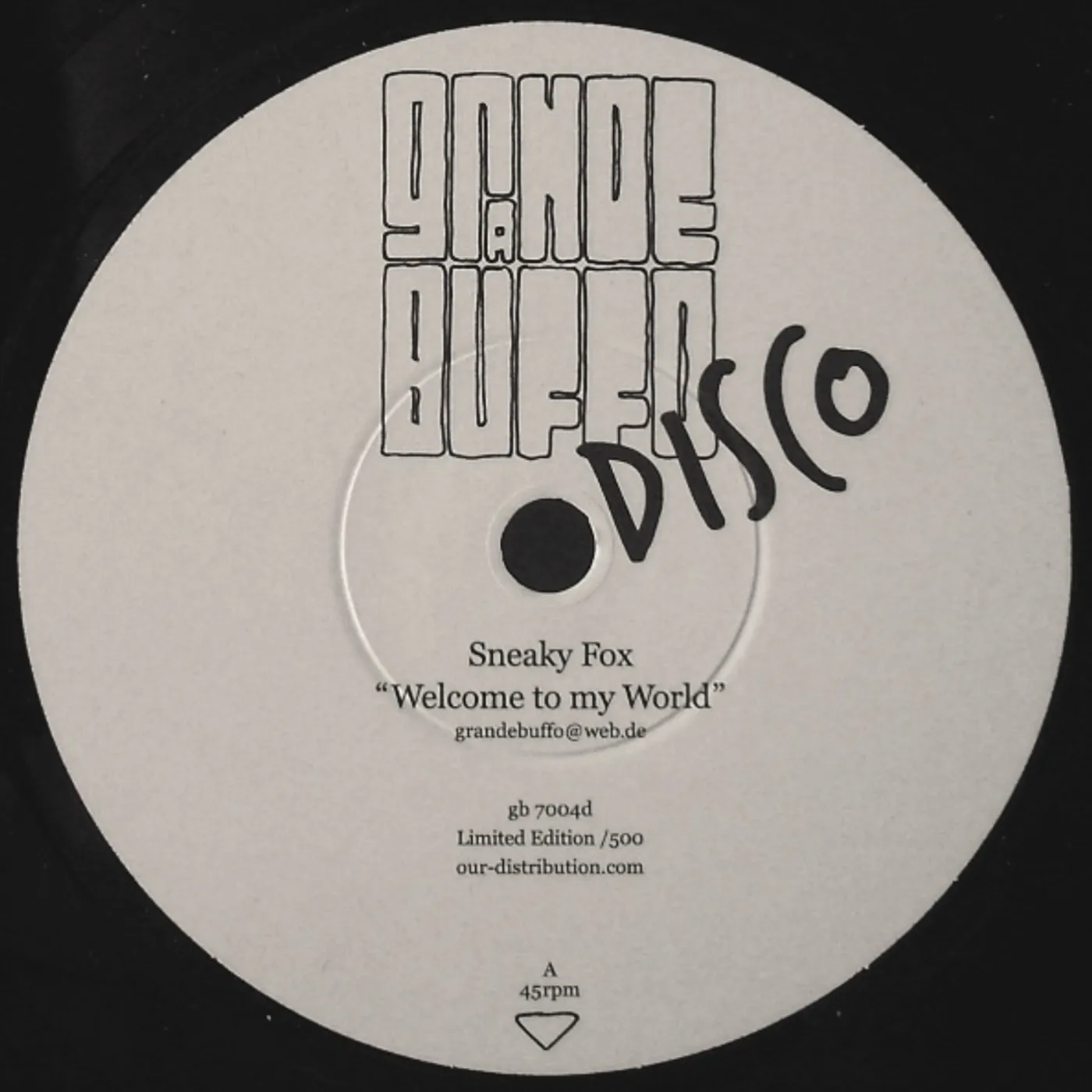Sneaky Fox WELCOME TO MY WORLD/MAJOR GRUBER Vinyl Record - UK Release