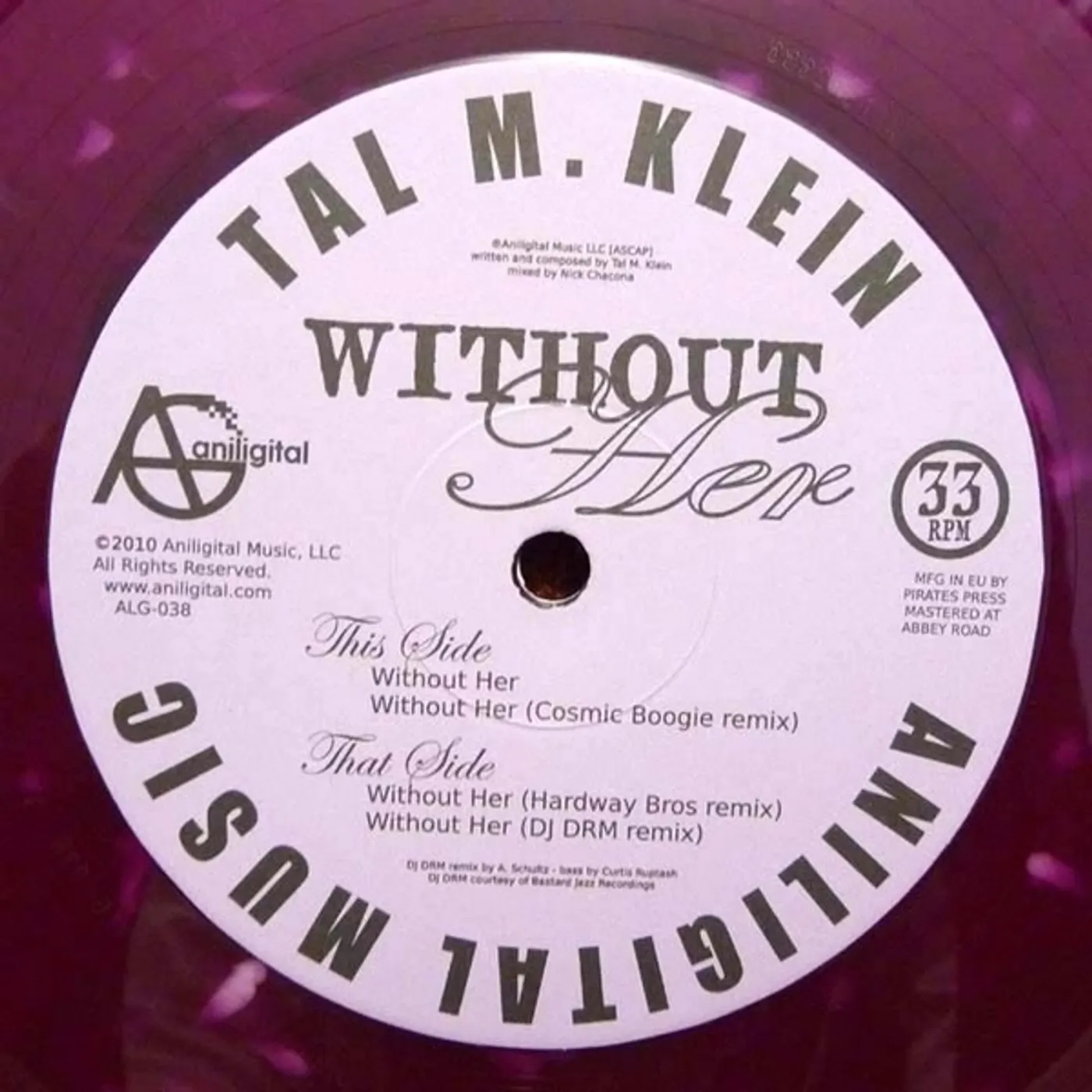 Tal M. Klein WITHOUT HER Vinyl Record - UK Release