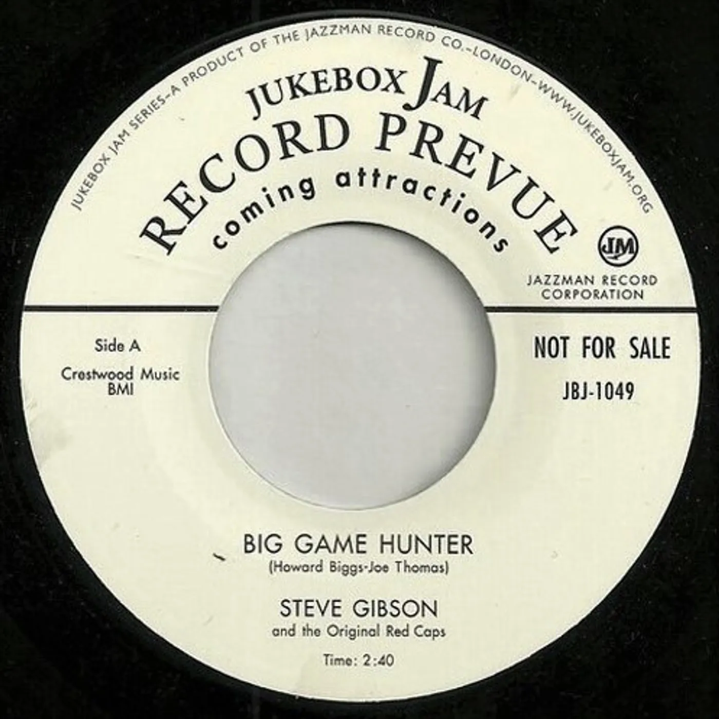 Steve Gibson (And The Red Caps) BIG GAME HUNTER/WHY DON'T YOU LOVE ME Vinyl Record - UK Release