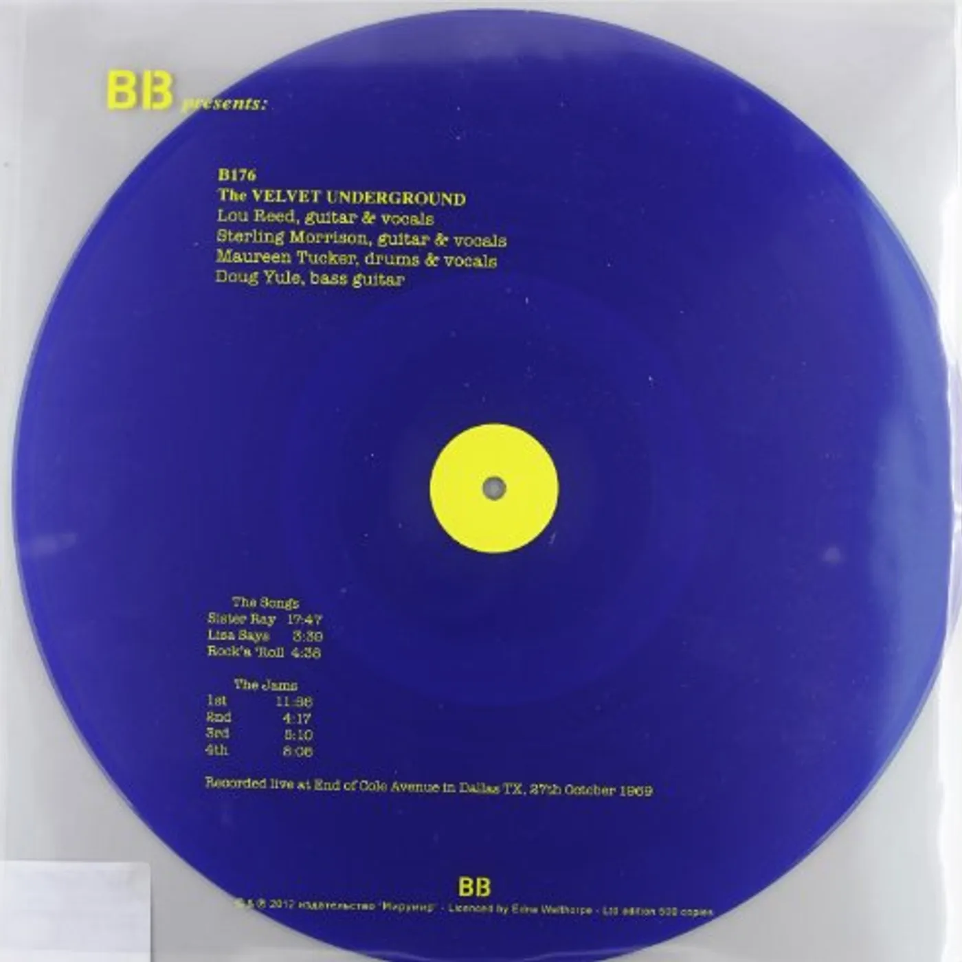 The Velvet Underground LIVE AT THE END OF COLE AVE. DALLAS Vinyl Record