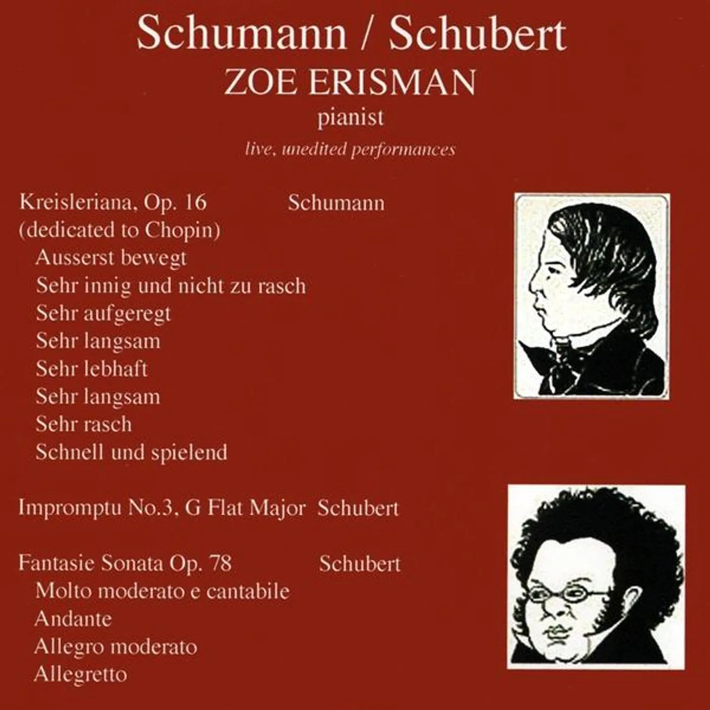 Zoe Erisman SCHUMANN/SCHUBERT CD
