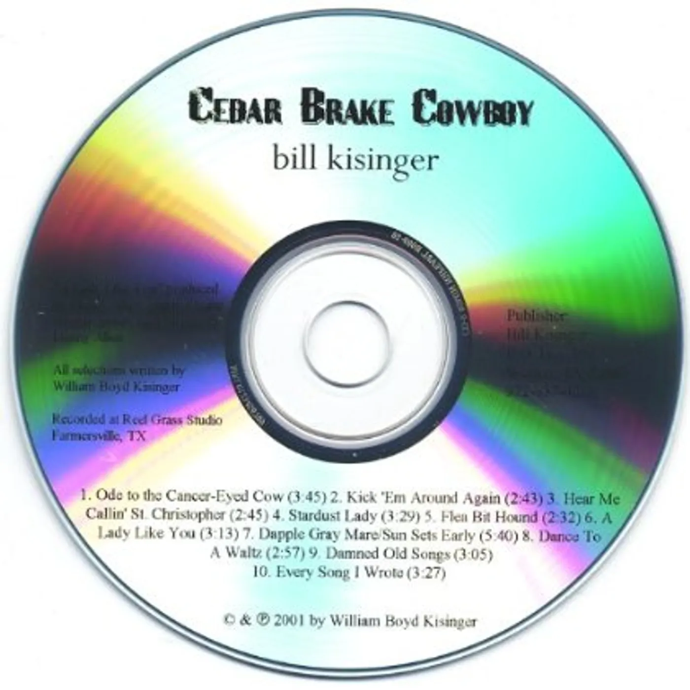 Bill Kisinger CEDAR BRAKE COWBOY CD