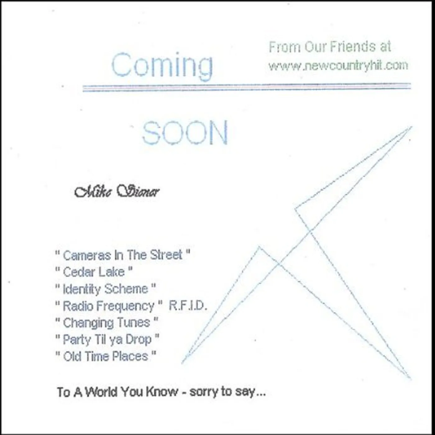 Mike Siener COMING SOON CD