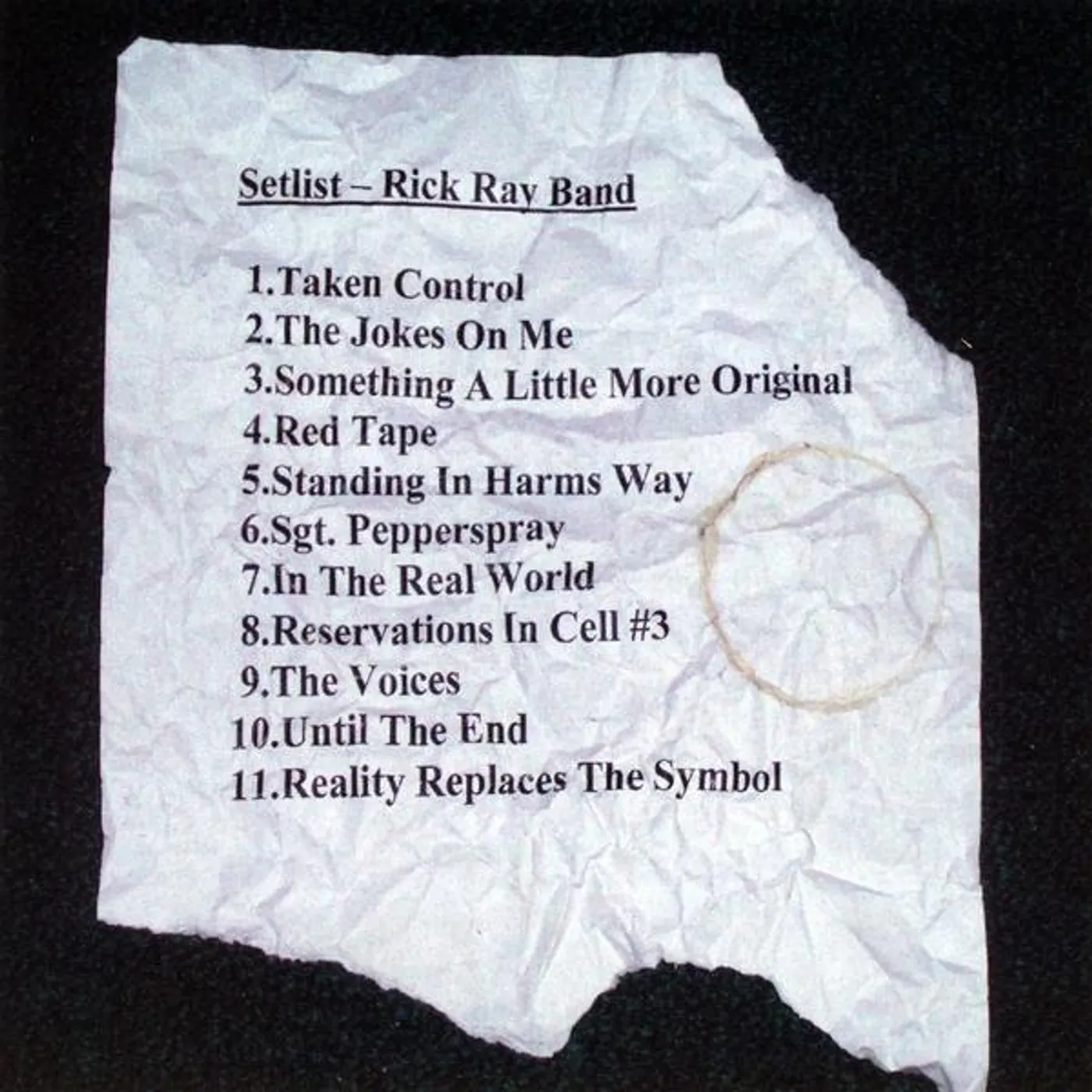 The Rick Ray Band SETLIST CD