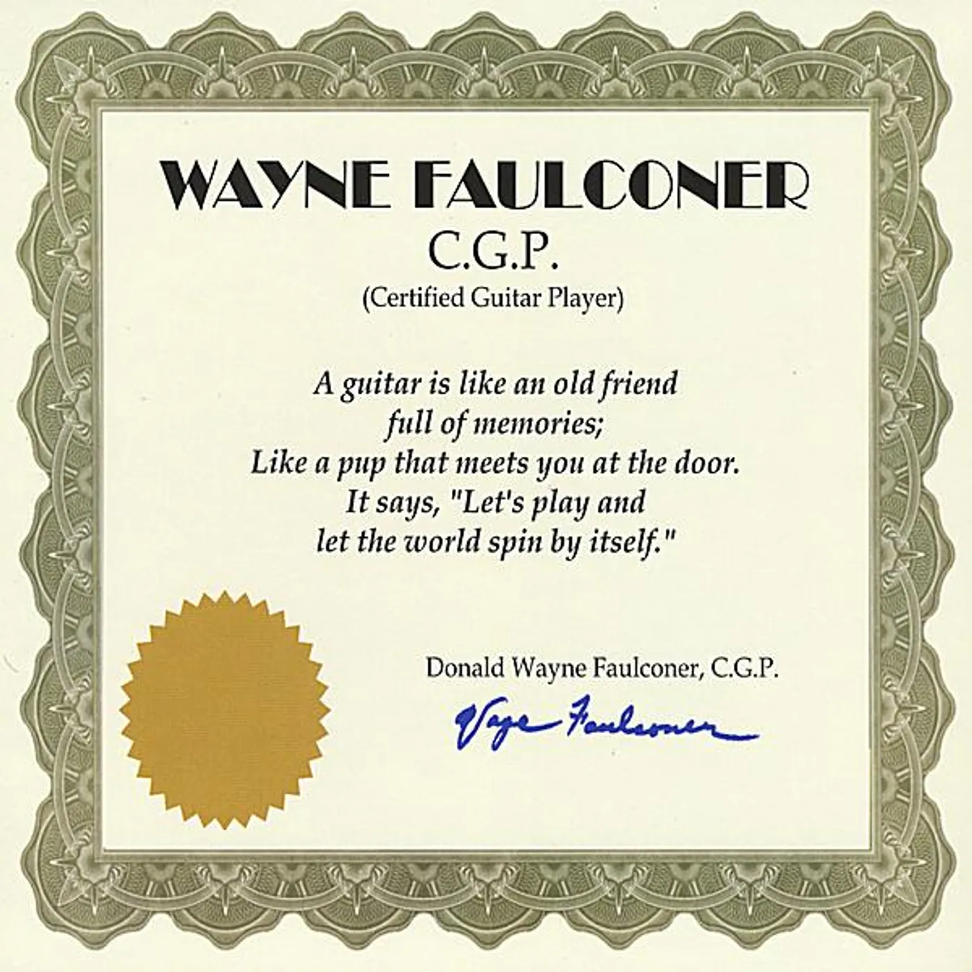 WAYNE FAULCONER C.G.P (CERTIFIED GUITAR PLAYER) CD
