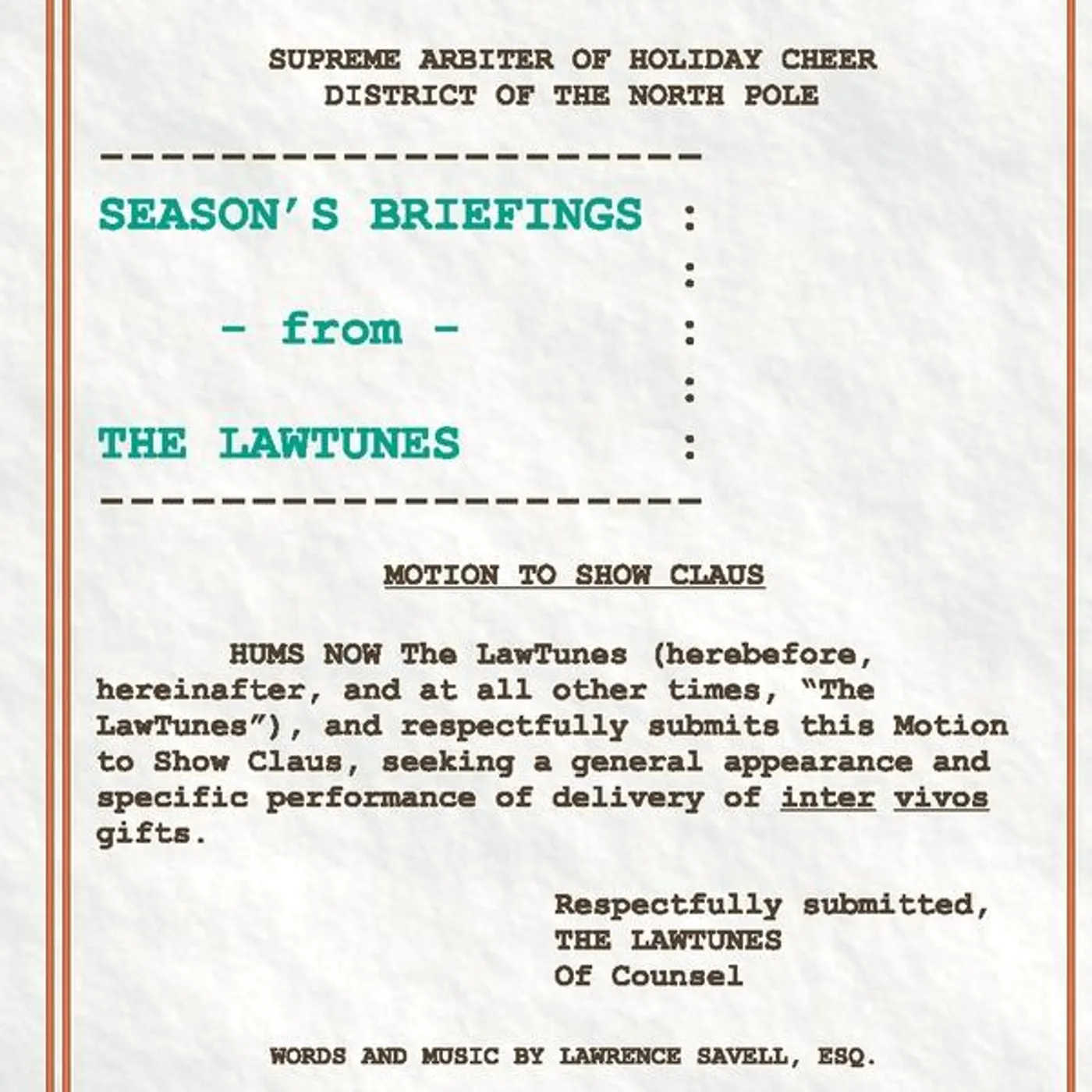 Lawrence Savell SEASON'S BRIEFINGS FROM THE LAWTUNES CD