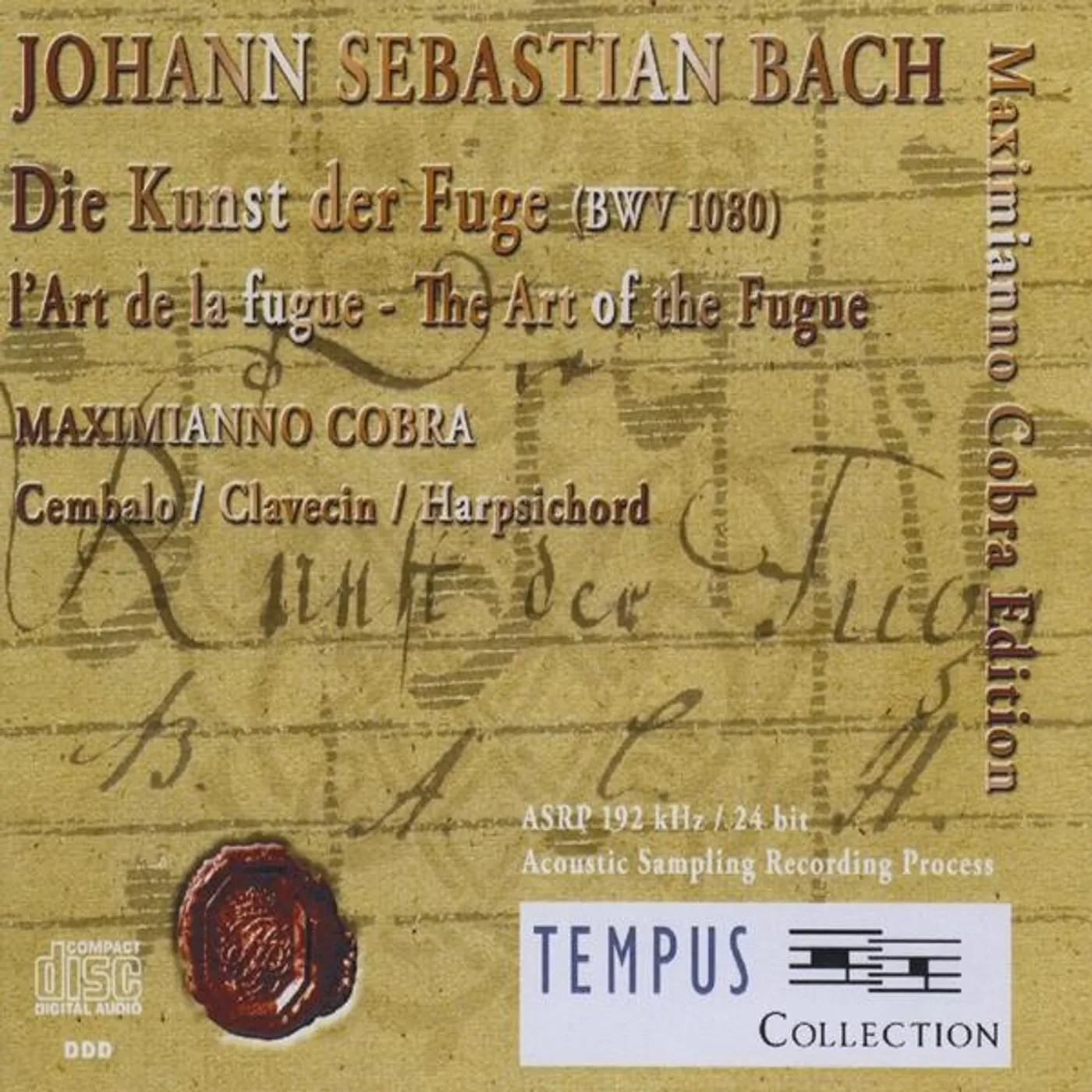 Maximianno Cobra J.S. BACH-DIE KUNST DER FUGE-THE ART OF FUGUE BWV CD